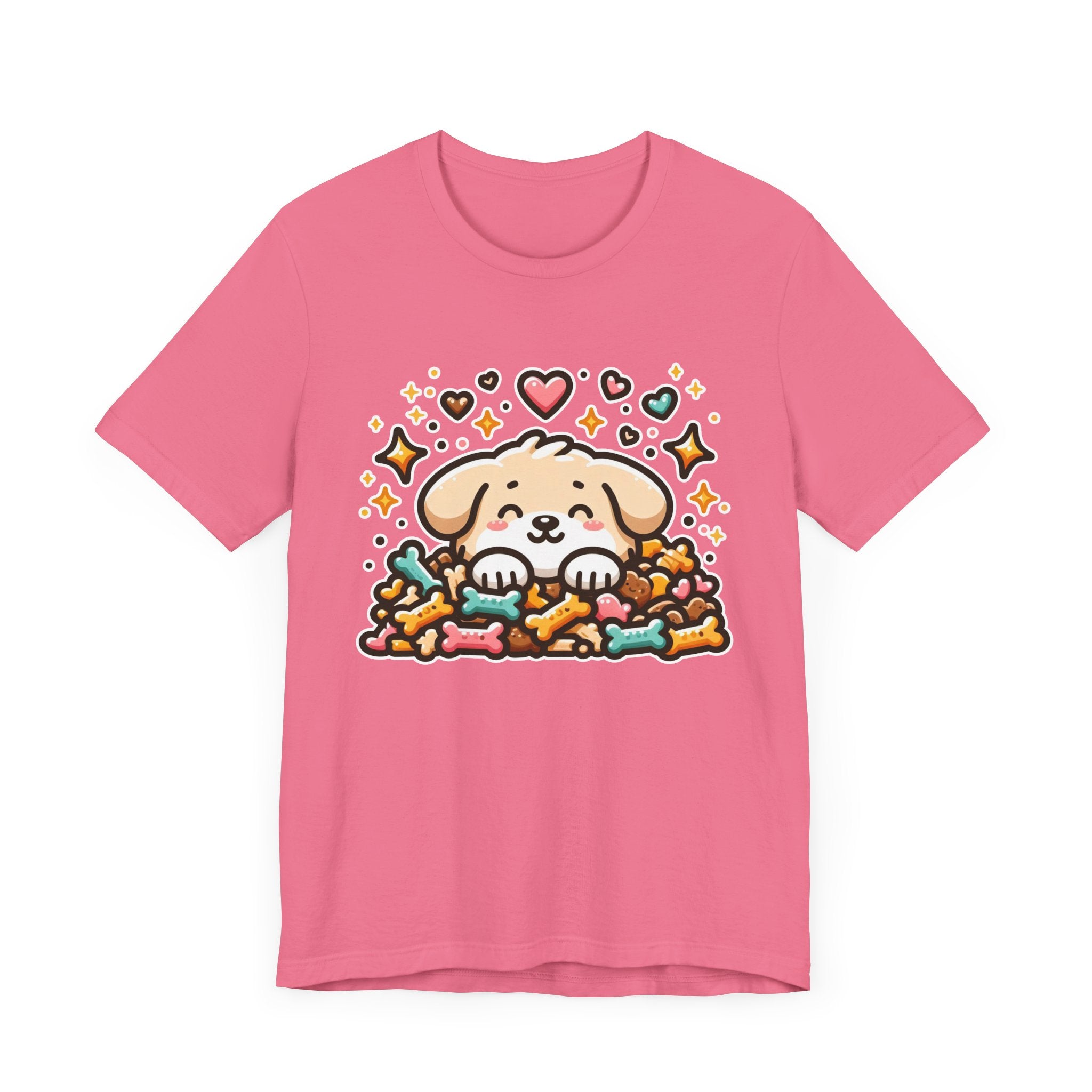Puppy Face & Paw on a Pile of Treats | Stars & Hearts Reaction Graphic T-Shirt