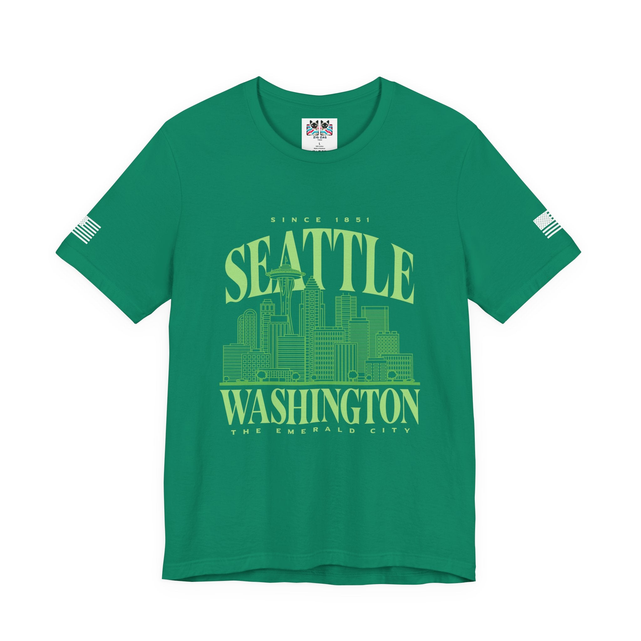 Seattle Washington The Emerald City Since 1851 Skyline Graphic T-Shirt | Seattle Pride Tee | Pacific Northwest Shirt
