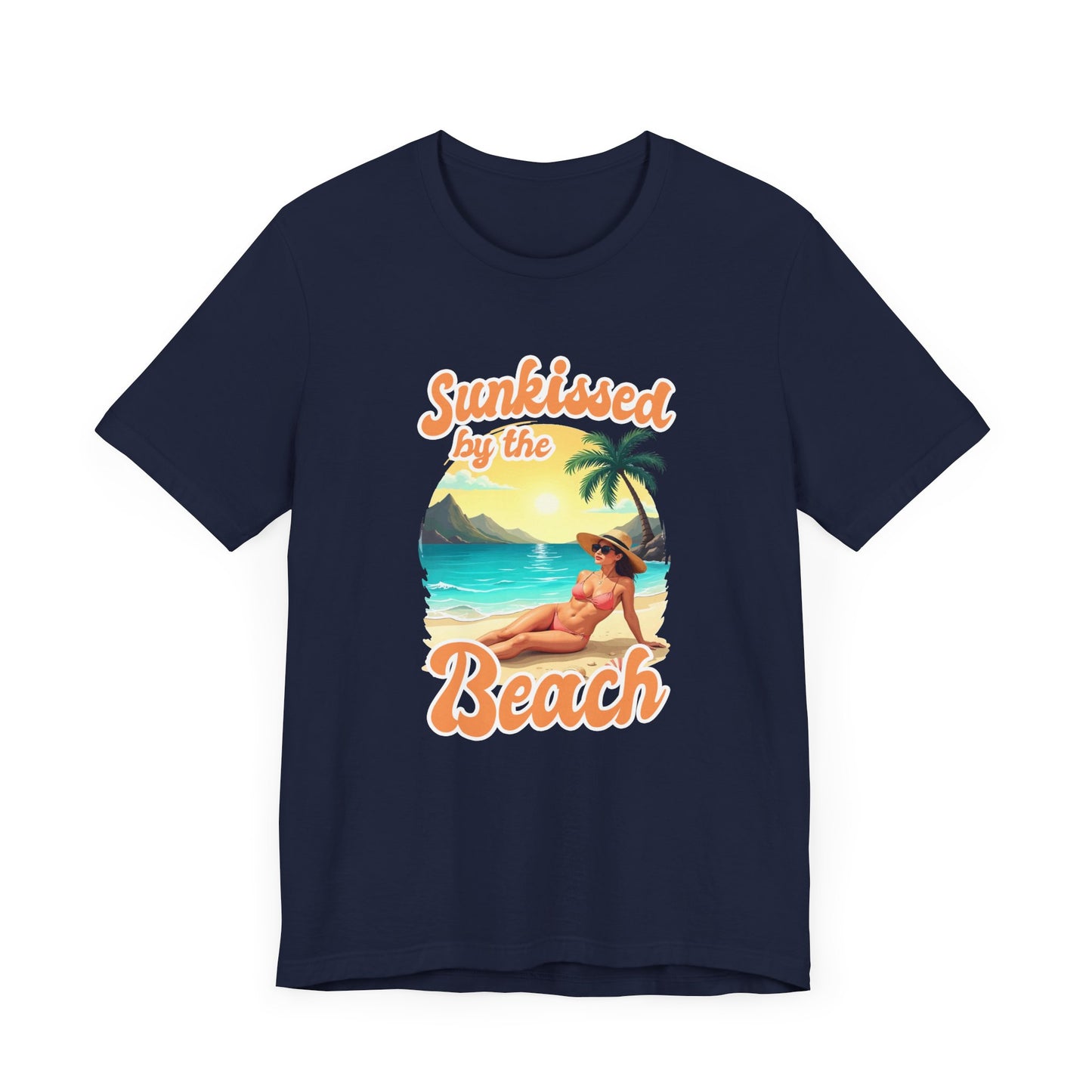 Sunkissed by the Beach – Relaxed Lady on Palm Shore Graphic T-Shirt