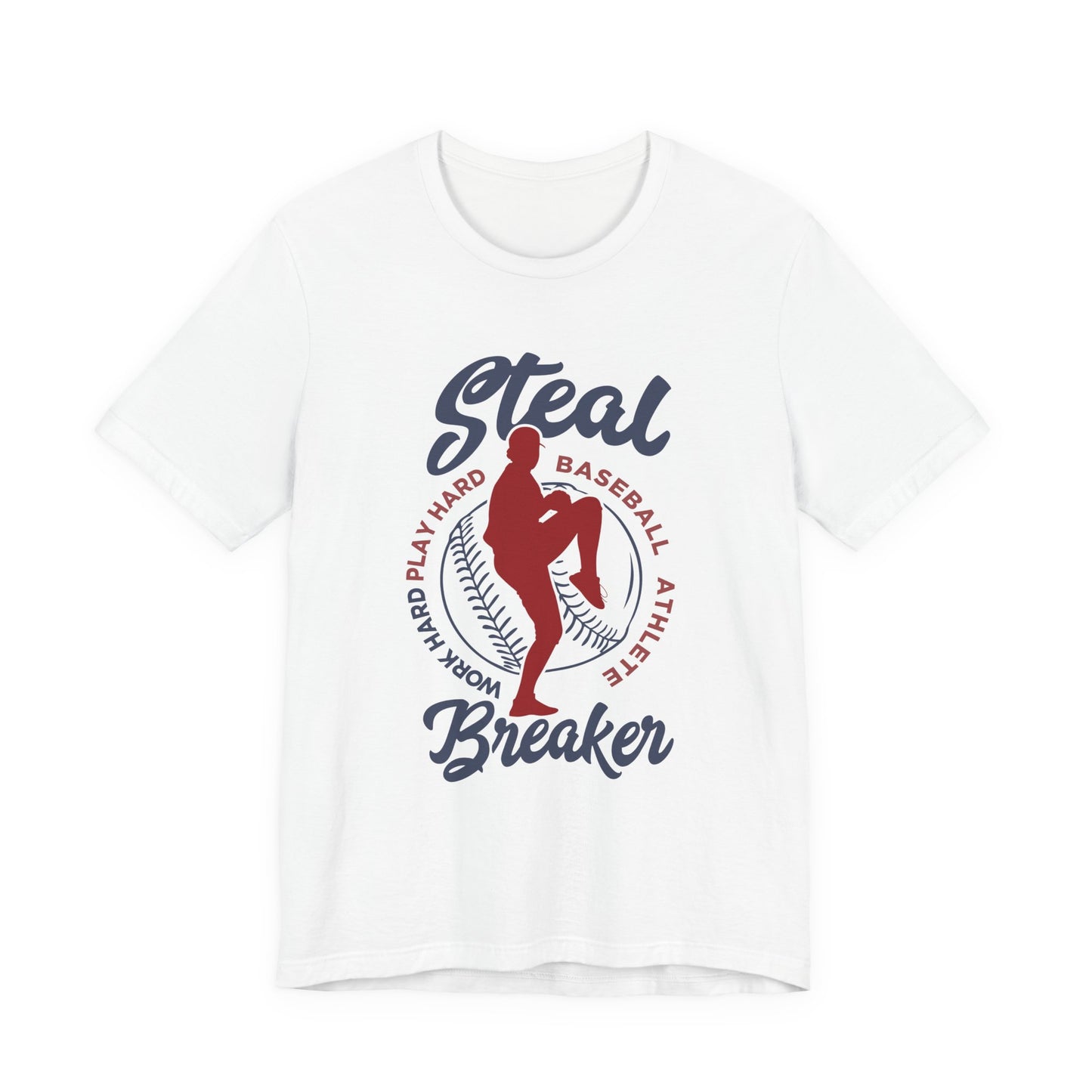 Baseball tshirt - Steal Breaker Tshirt Baseball Player Throwing Ball with Baseball Outline and Text Baseball Athlete