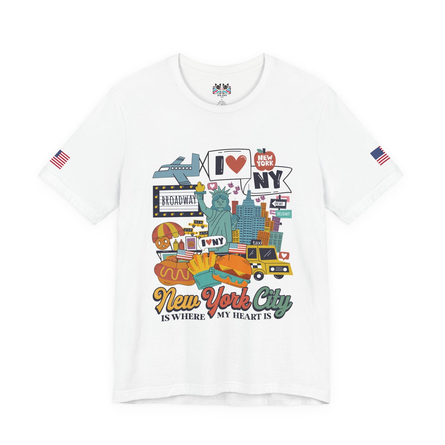 New York City Is Where My Heart Is T-Shirt - Cute NYC Icons Colorful Tourist Design