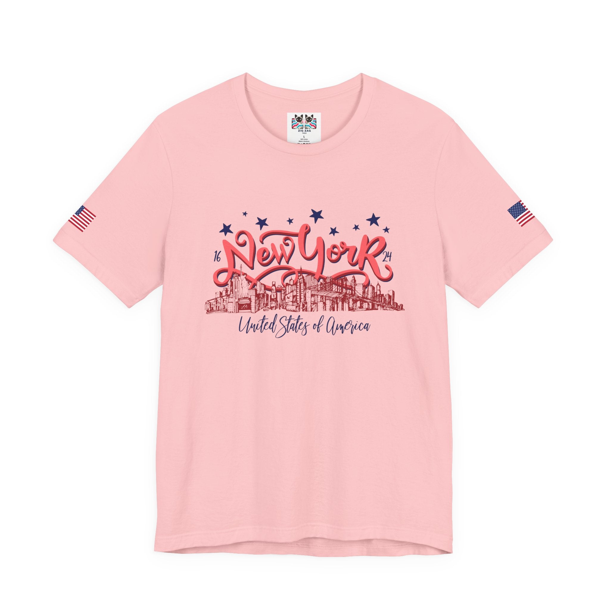 New York 1624 T-Shirt - Vintage Hand Lettered NYC Skyline United States of America