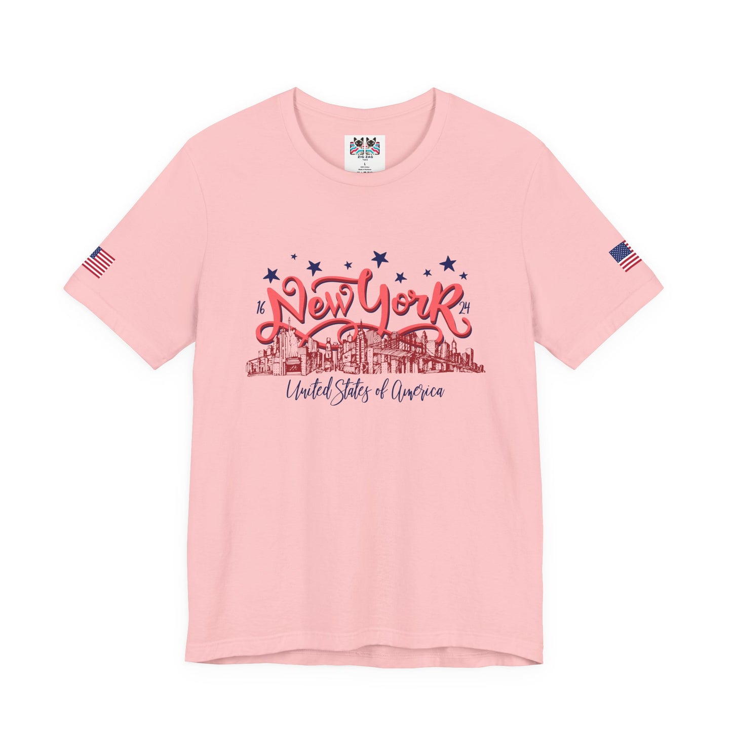 New York 1624 T-Shirt - Vintage Hand Lettered NYC Skyline United States of America