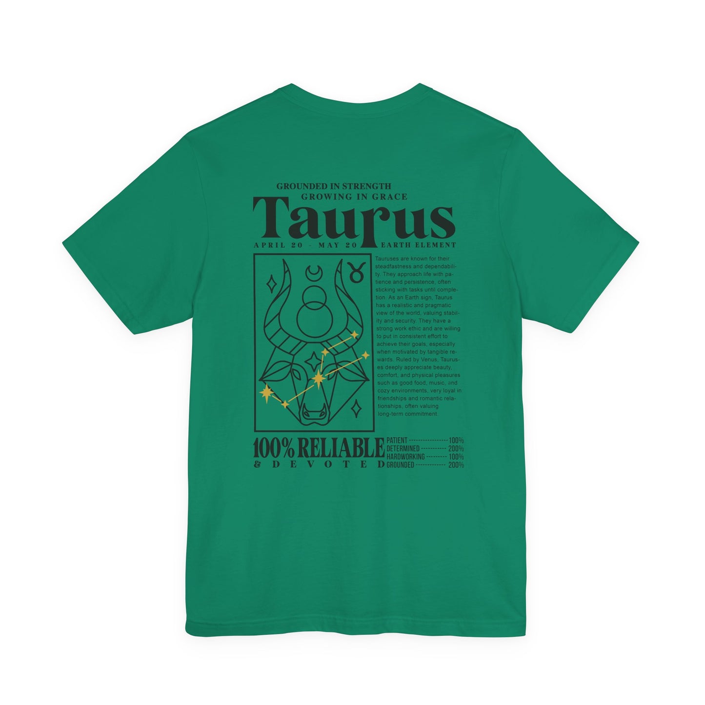 Taurus Grounded Strength T-Shirt – Zodiac Bull with Earth Element and Traits