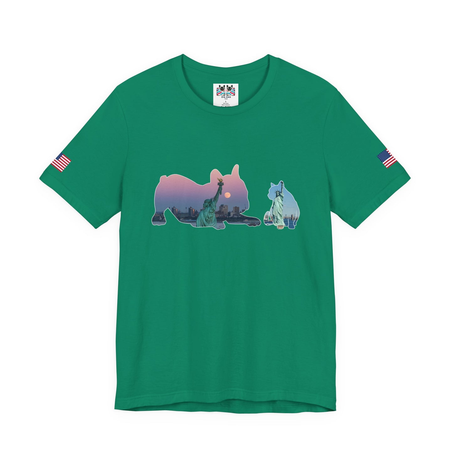 NYC Pets T-Shirt - Cat & Dog Silhouettes with New York City Skyline Brooklyn Bridge