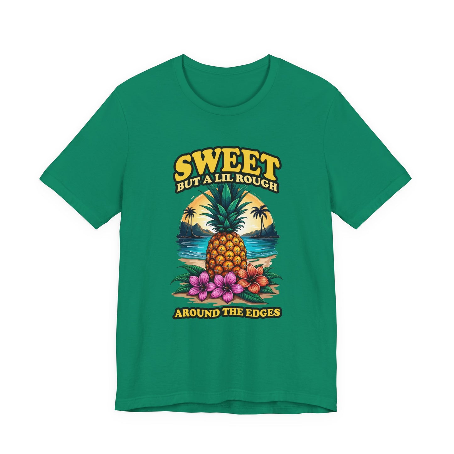 Sweet But A Lil Rough Around The Edges T Shirt Large Pineapple Tropical Beach Scene