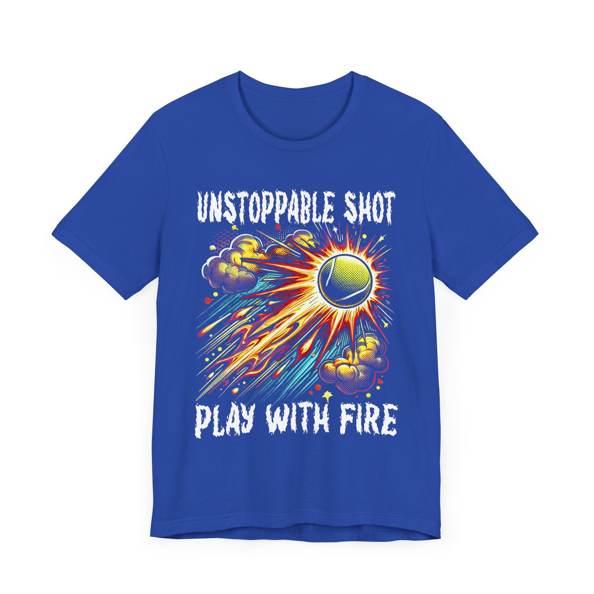 Unstoppable Shot, Play with Fire | Flaming Tennis Ball Graphic T-Shirt