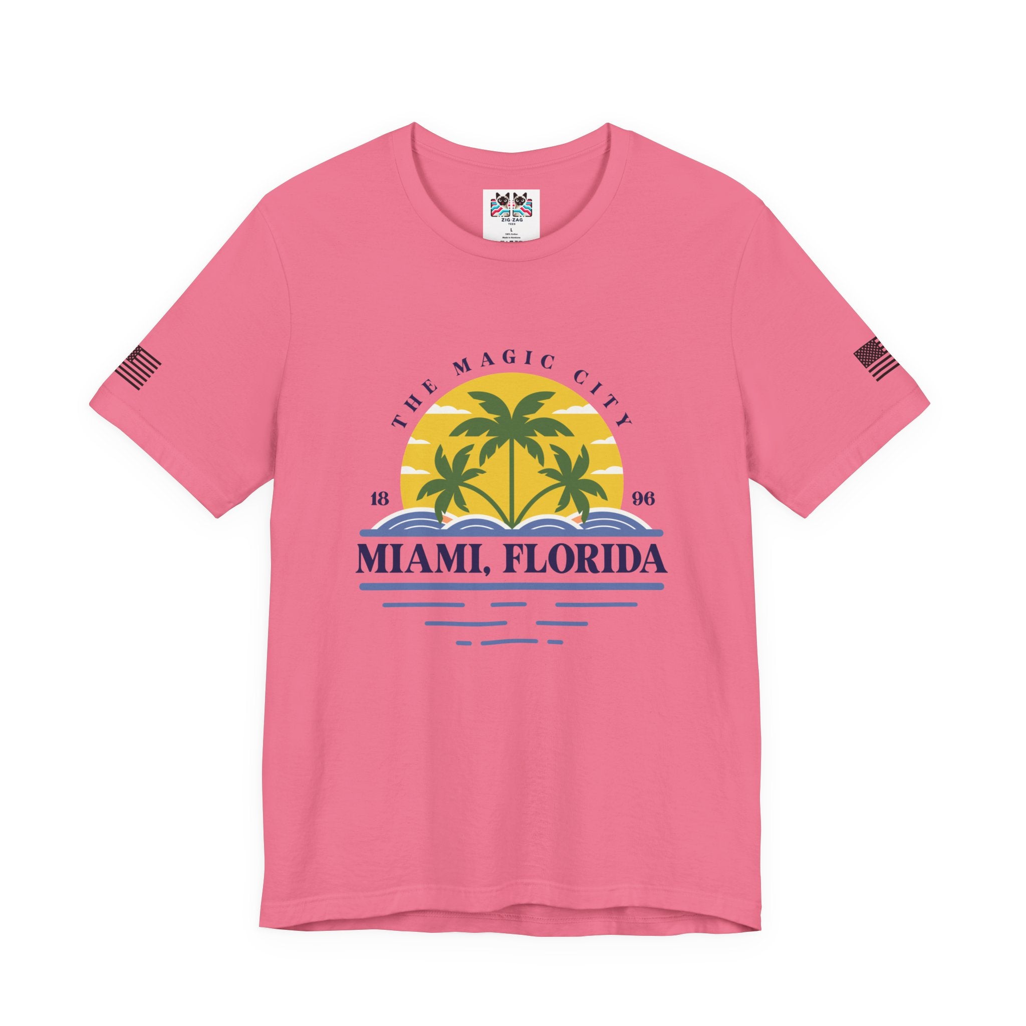Miami Florida The Magic City T-Shirt – 1896 Palm Tree Sunset Retro Circle Tee