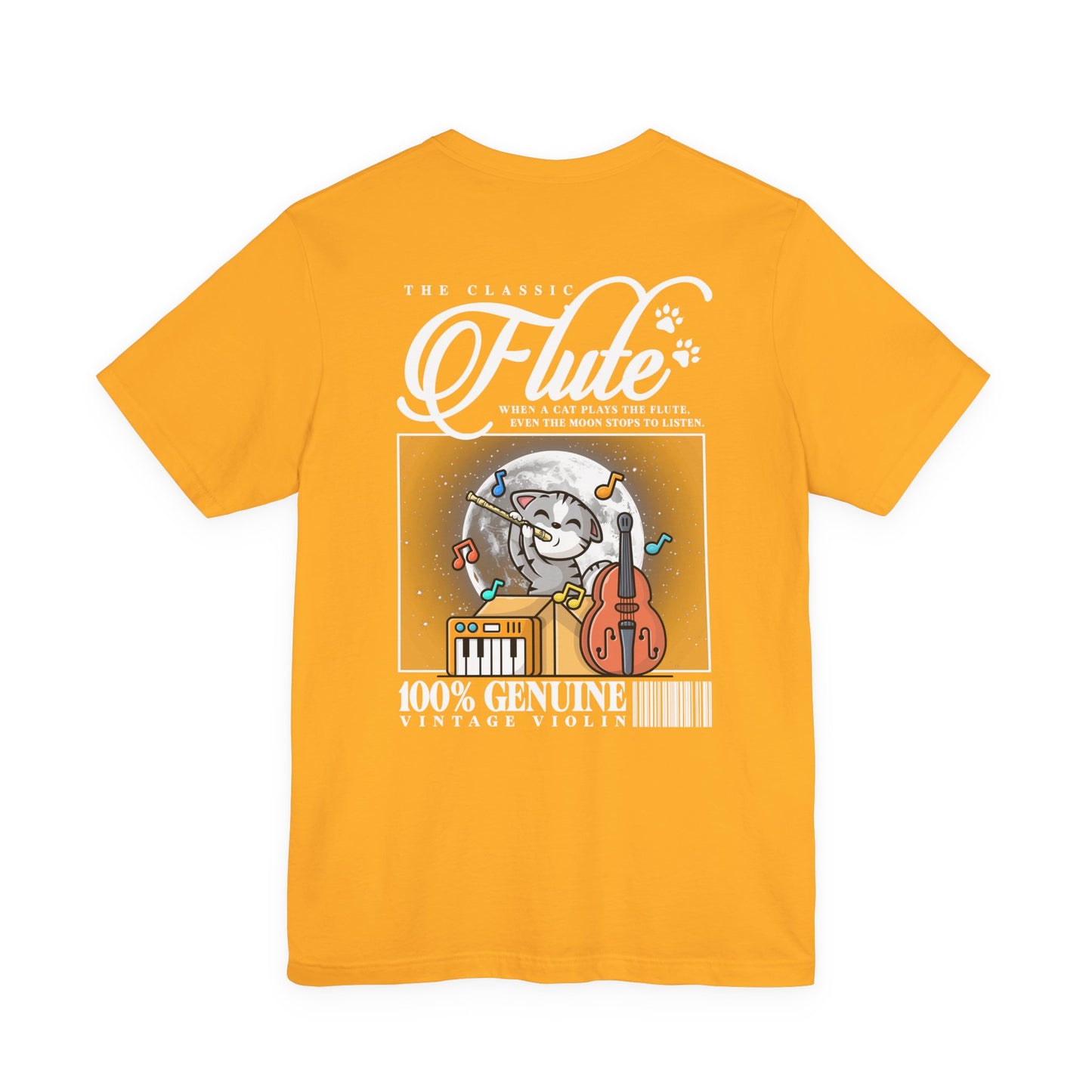 The Classic Flute Moonlight Cat Music T-Shirt
