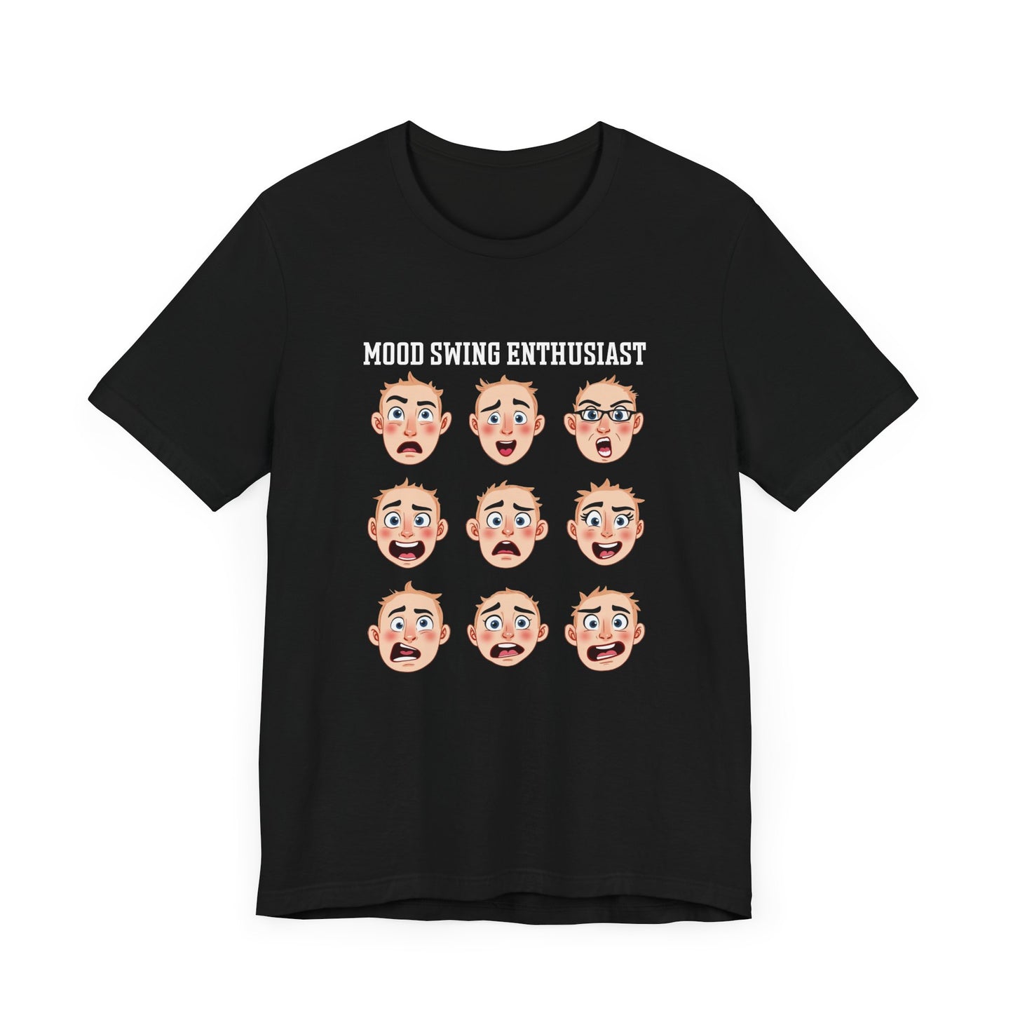 Mood Swing Enthusiast – Grid of Nine Expressive Faces Graphic T-Shirt
