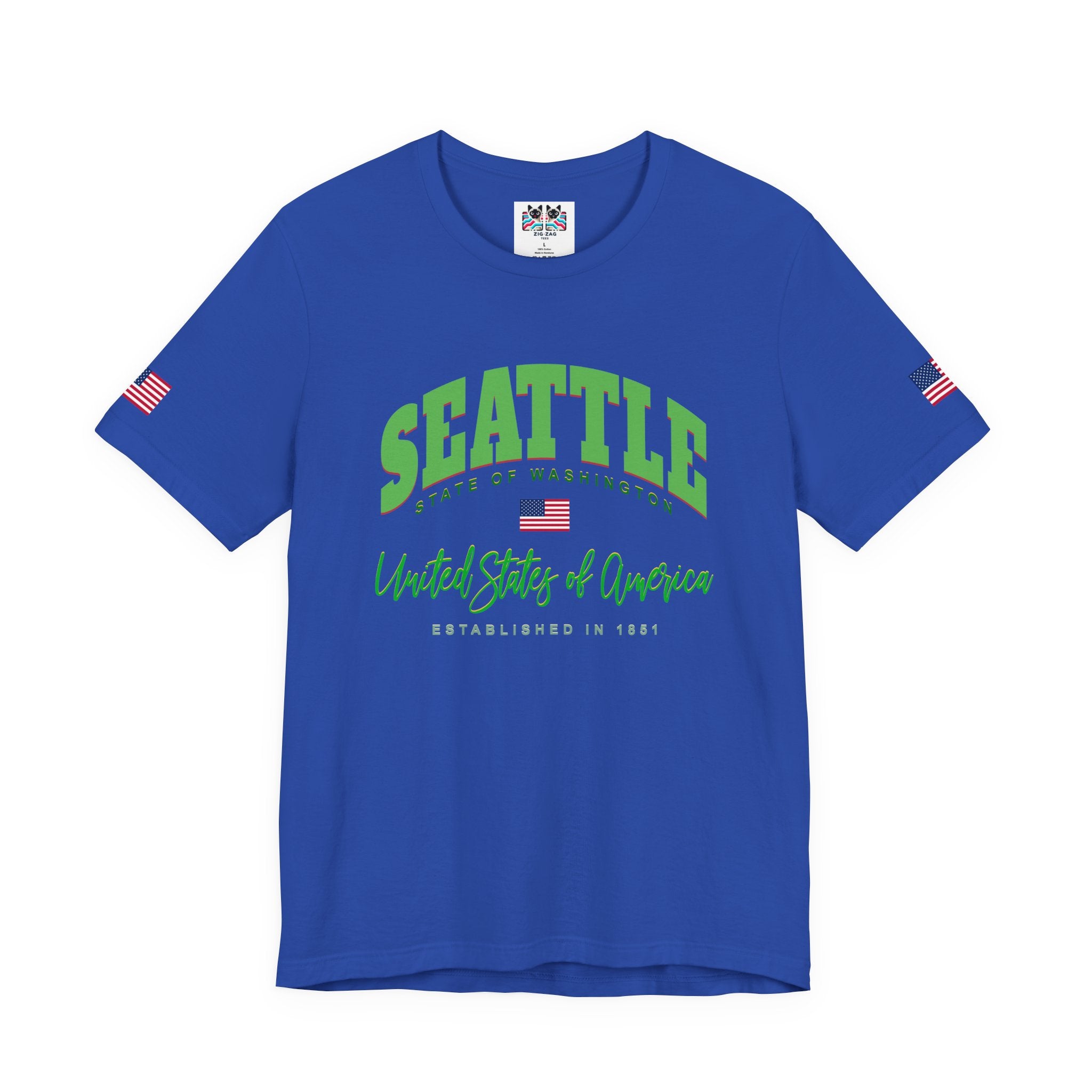 Seattle State of Washington United States of America EST 1851 Collegiate T-Shirt | Patriotic Seattle Tee