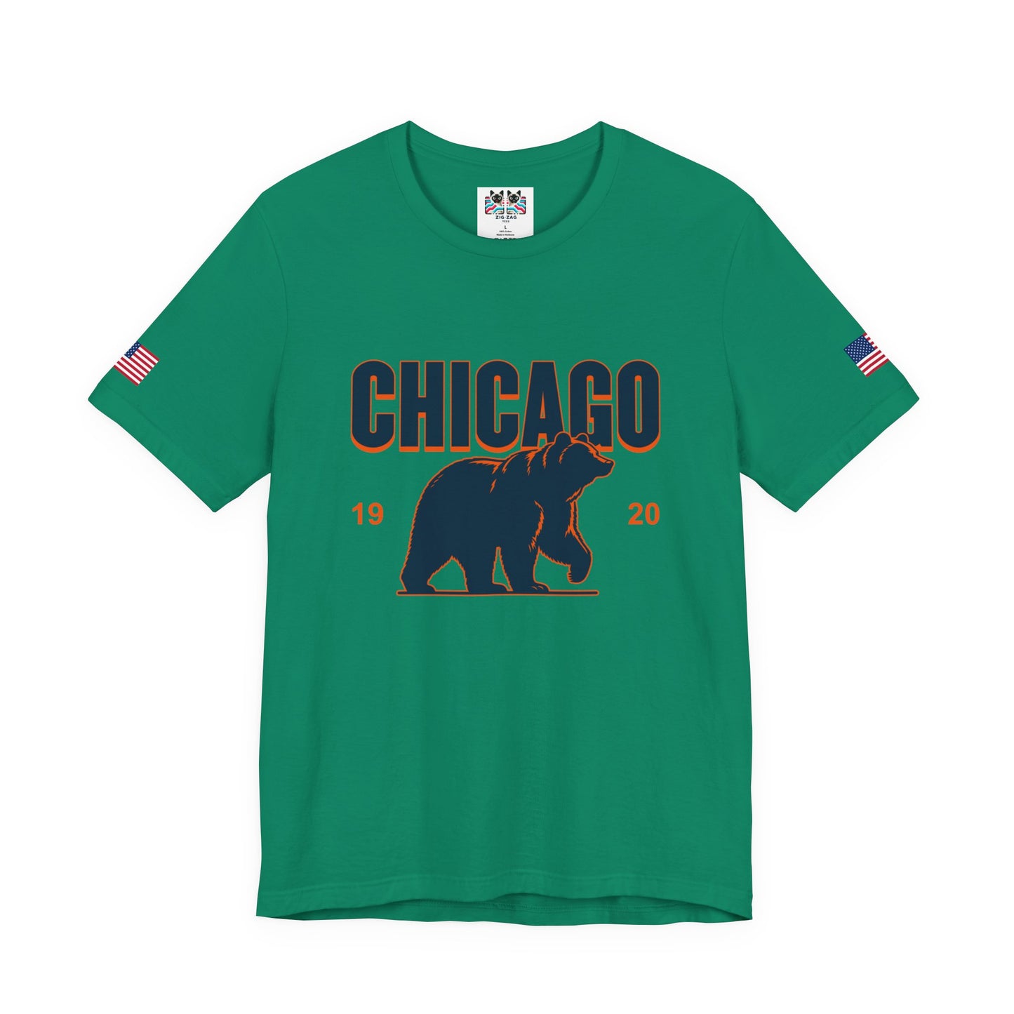 Chicago Bears T-Shirt - Chicago 1920 Orange Navy Blue Bear Mascot Illinois Design