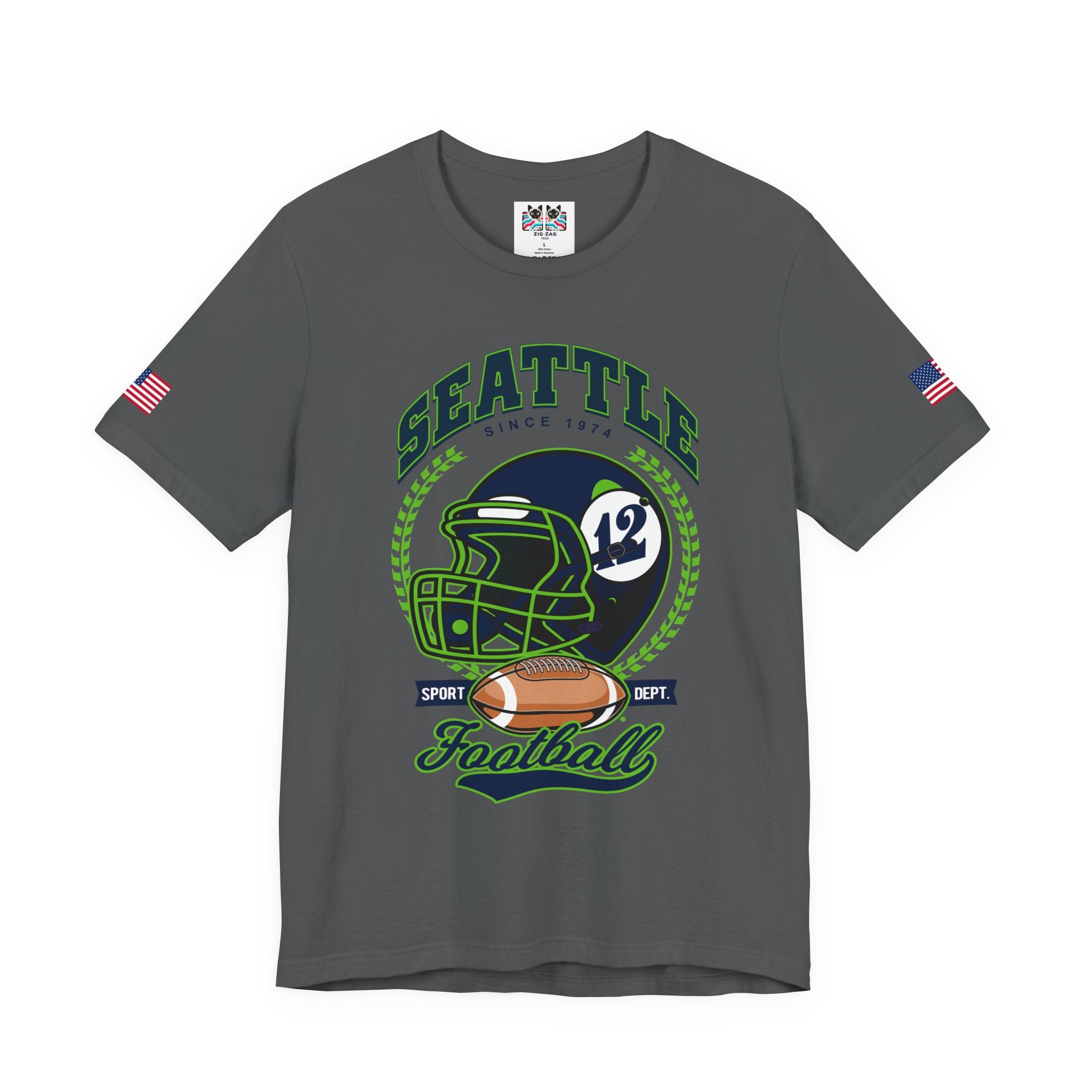 Seattle Since 1974 Football Helmet Sport Dept Graphic T-Shirt