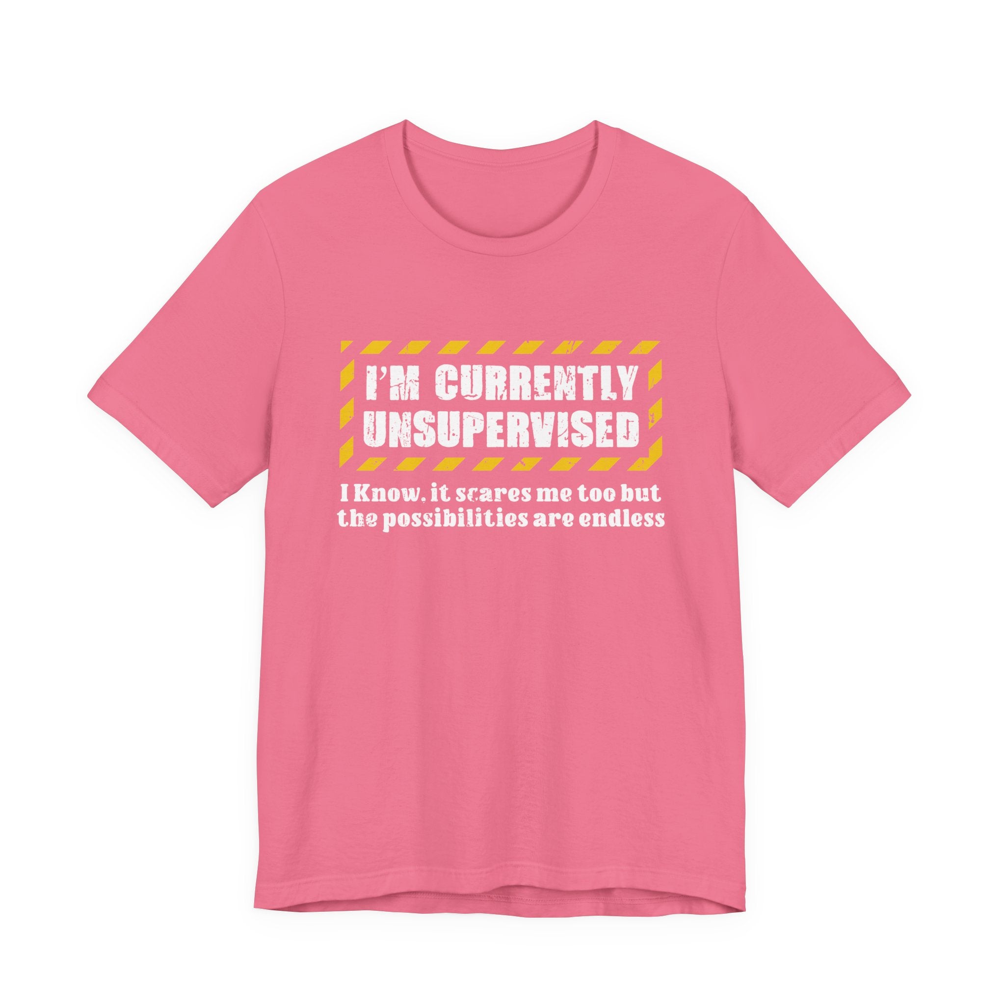 Currently Unsupervised T-Shirt – Funny Caution Alert Humorous Graphic Tee