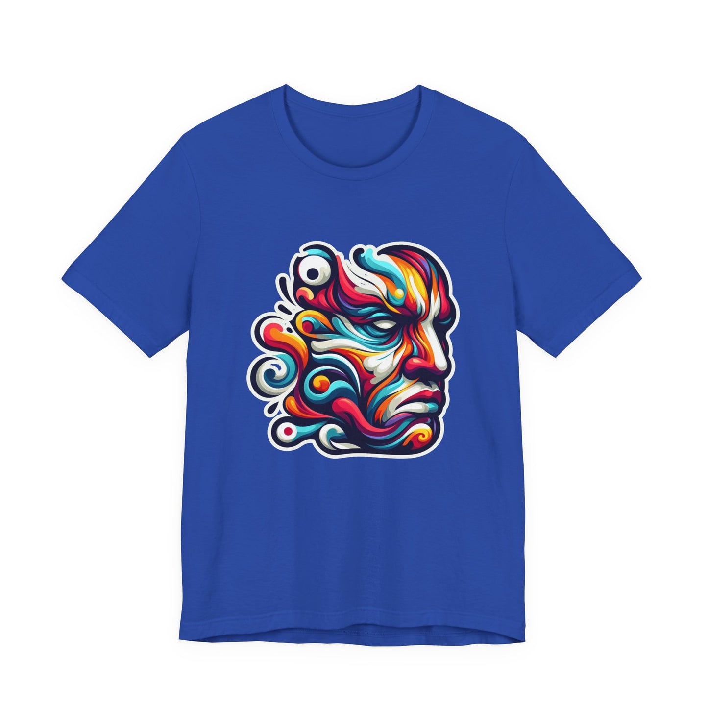 The Art of Expressionism Tshirt – Colorful Curved Strokes Forming a Vibrant Face