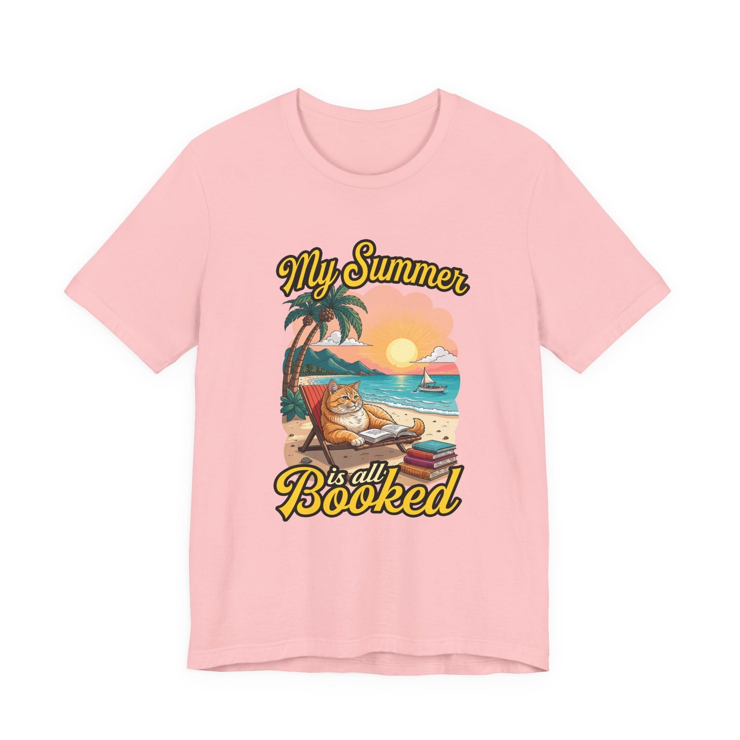 My Summer Is All Booked Tshirt Cat on Beach with books