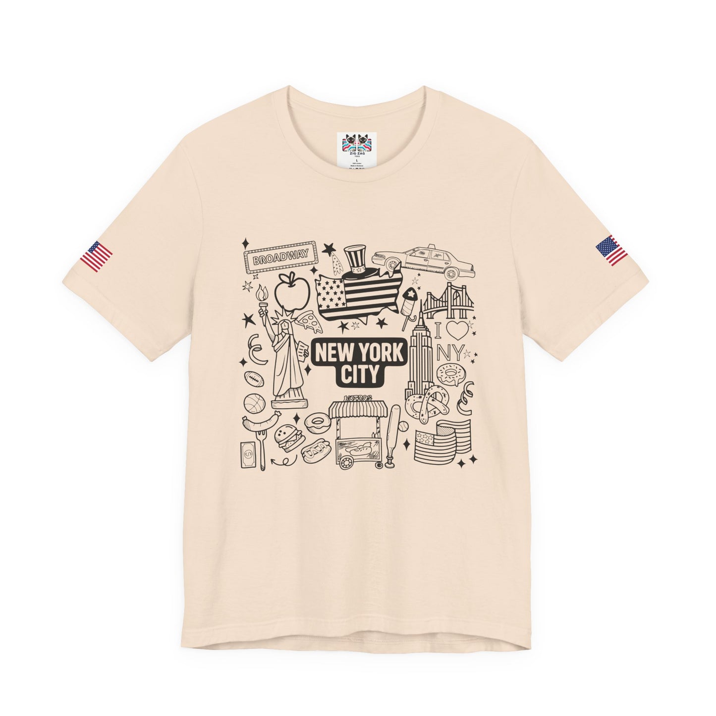 New York City Doodle T-Shirt - Cute NYC Icons Coloring Book Style Tourist Design