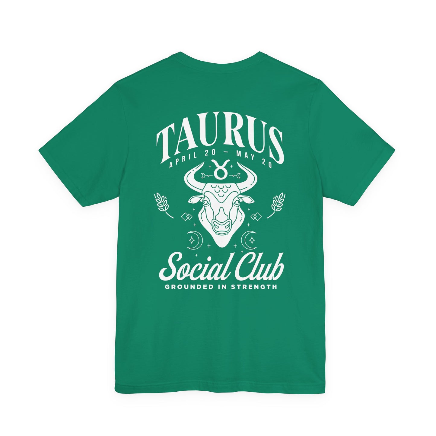 Taurus Zodiac T-Shirt – Bull Head with Astrological Wheel and Earth Element