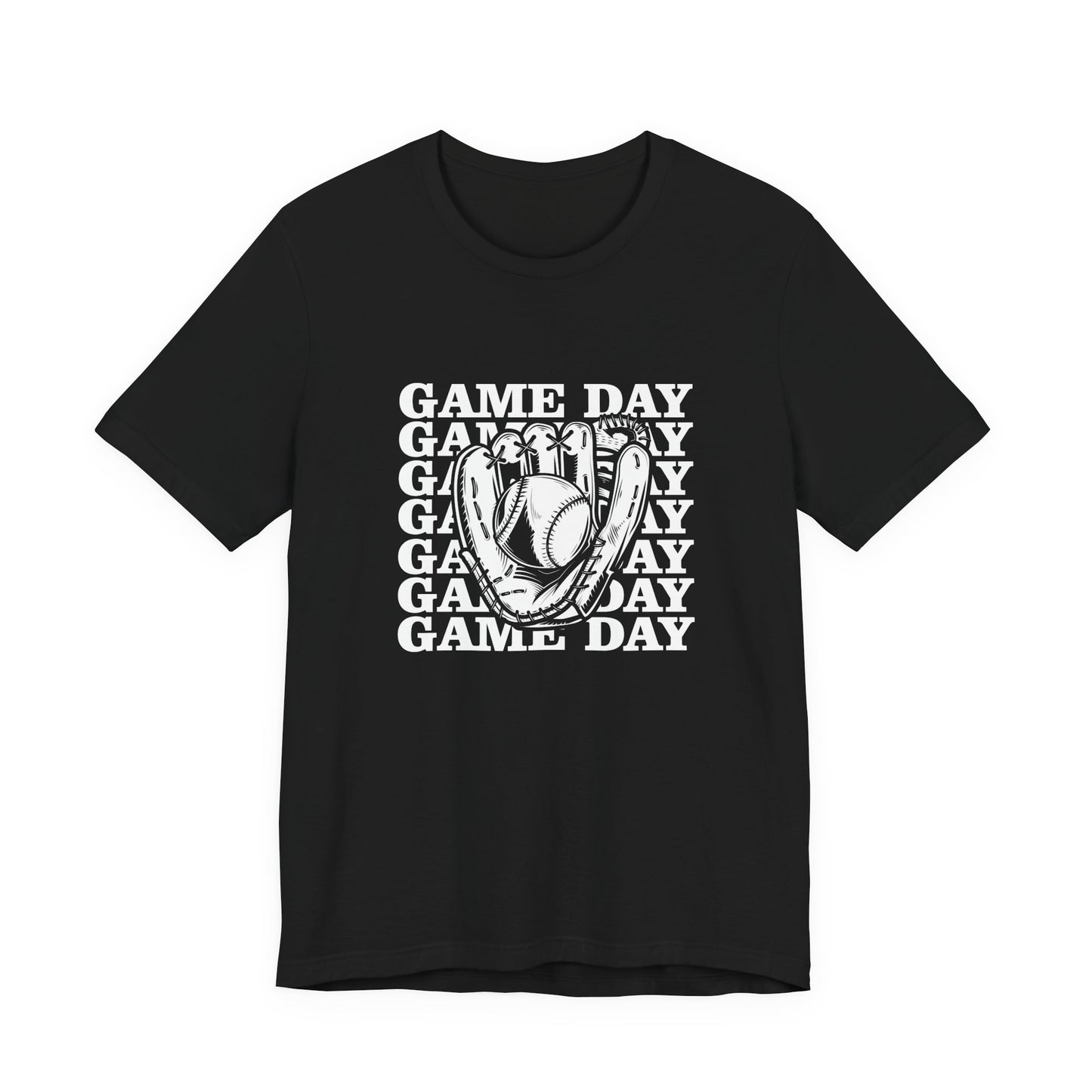 Baseball tshirt - Game Day Baseball Tshirt Baseball Glove and Ball Graphic with Large Game Day Text Background