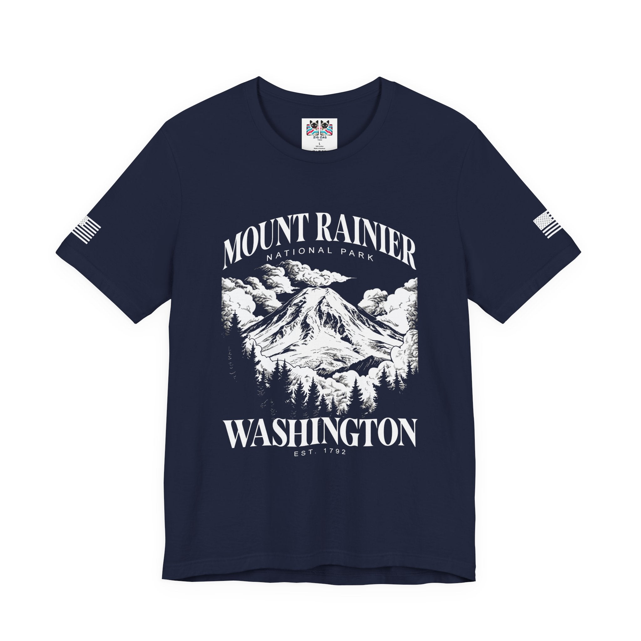 Mount Rainier National Park Washington EST 1792 Graphic T-Shirt | Pacific Northwest Hiking Tee | PNW Mountain Shirt