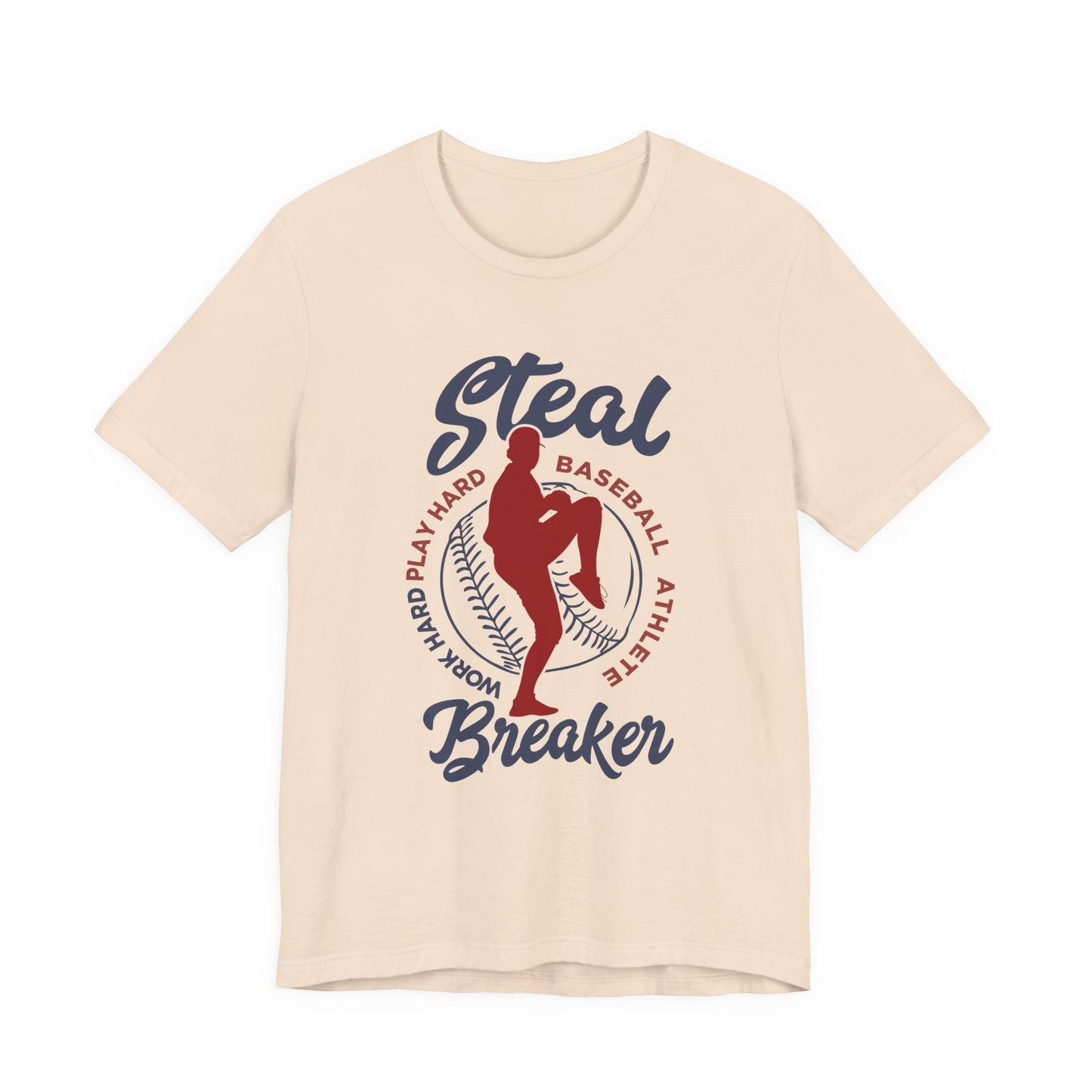 Baseball tshirt - Steal Breaker Tshirt Baseball Player Throwing Ball with Baseball Outline and Text Baseball Athlete