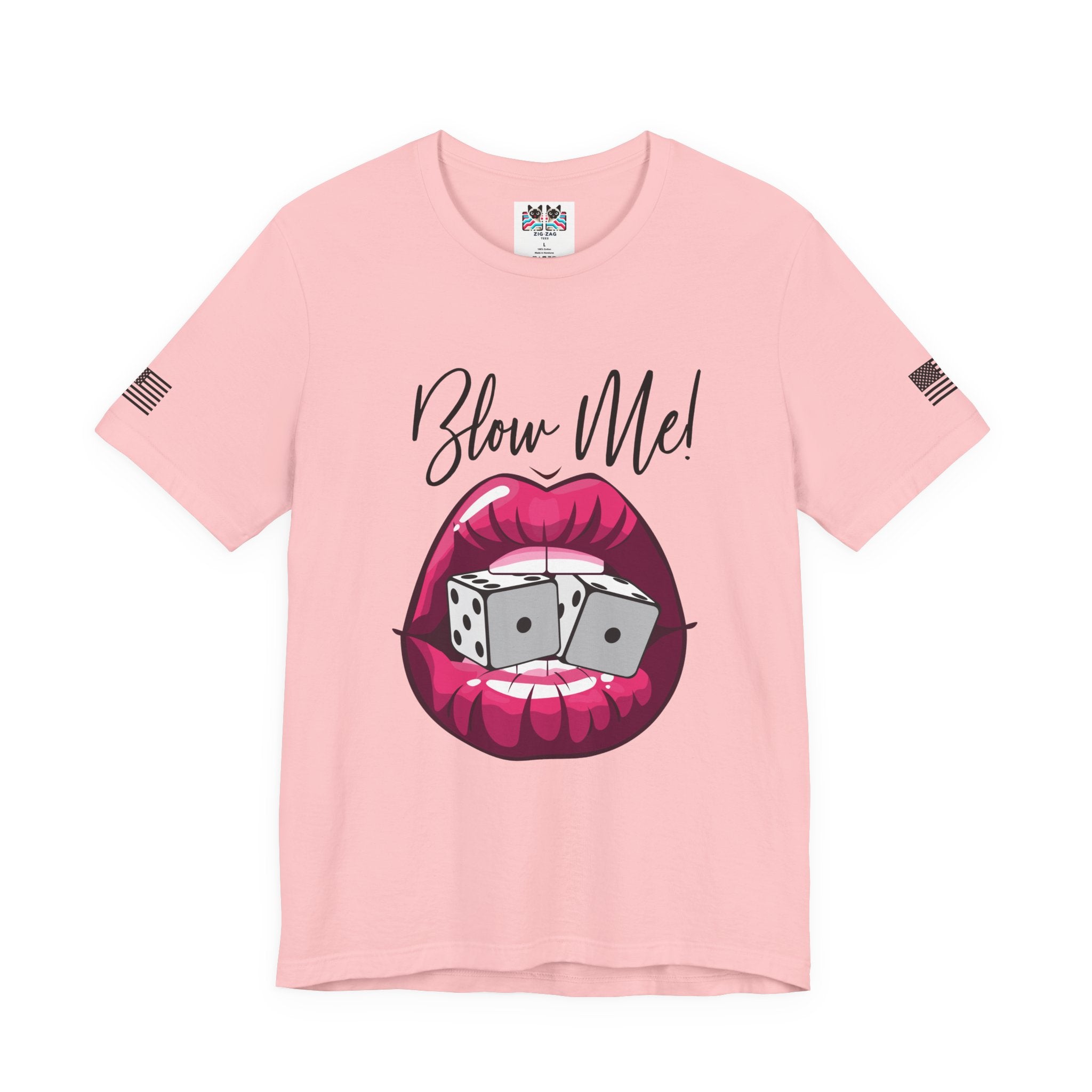 Blow Me Dice Funny Casino T-Shirt – Vegas Craps Lips Humor Tee