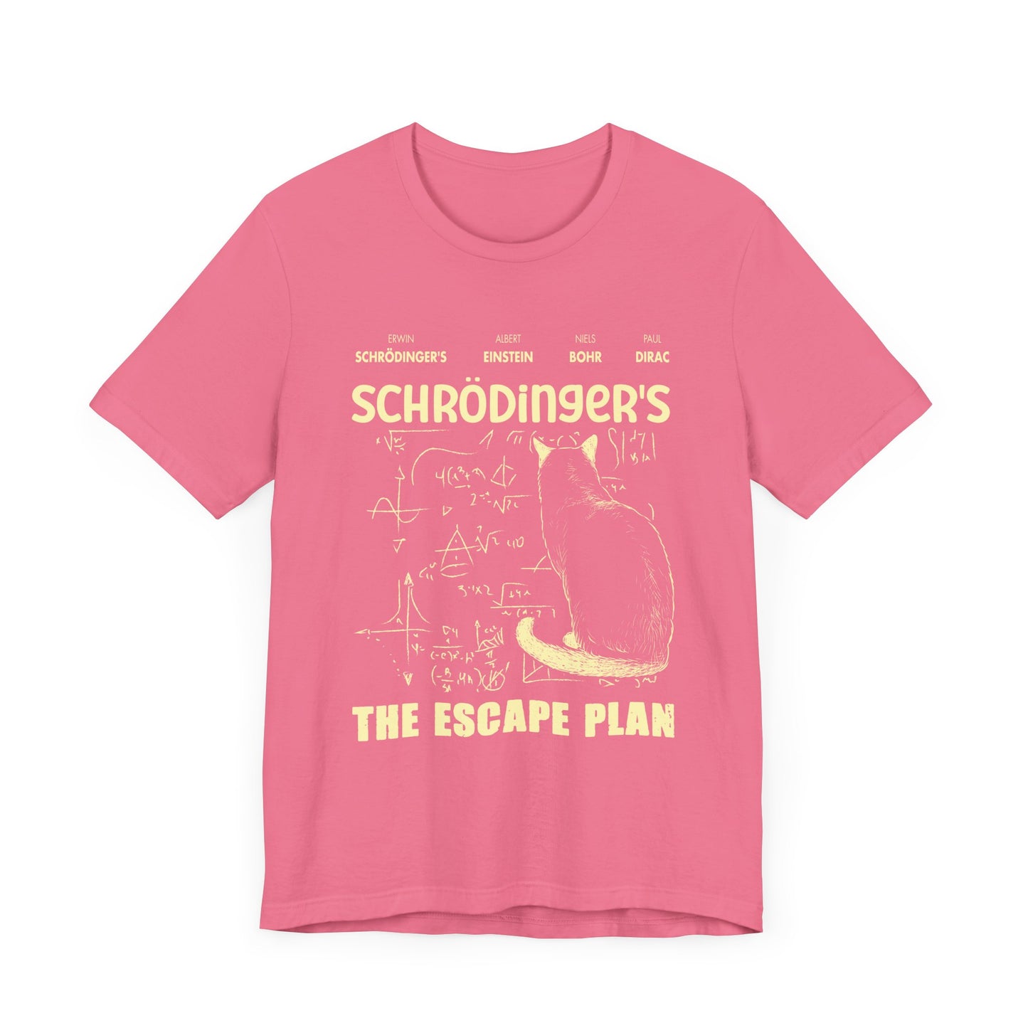 Physics Cat T-Shirt – Schrödinger’s Escape Plan Math Graphic