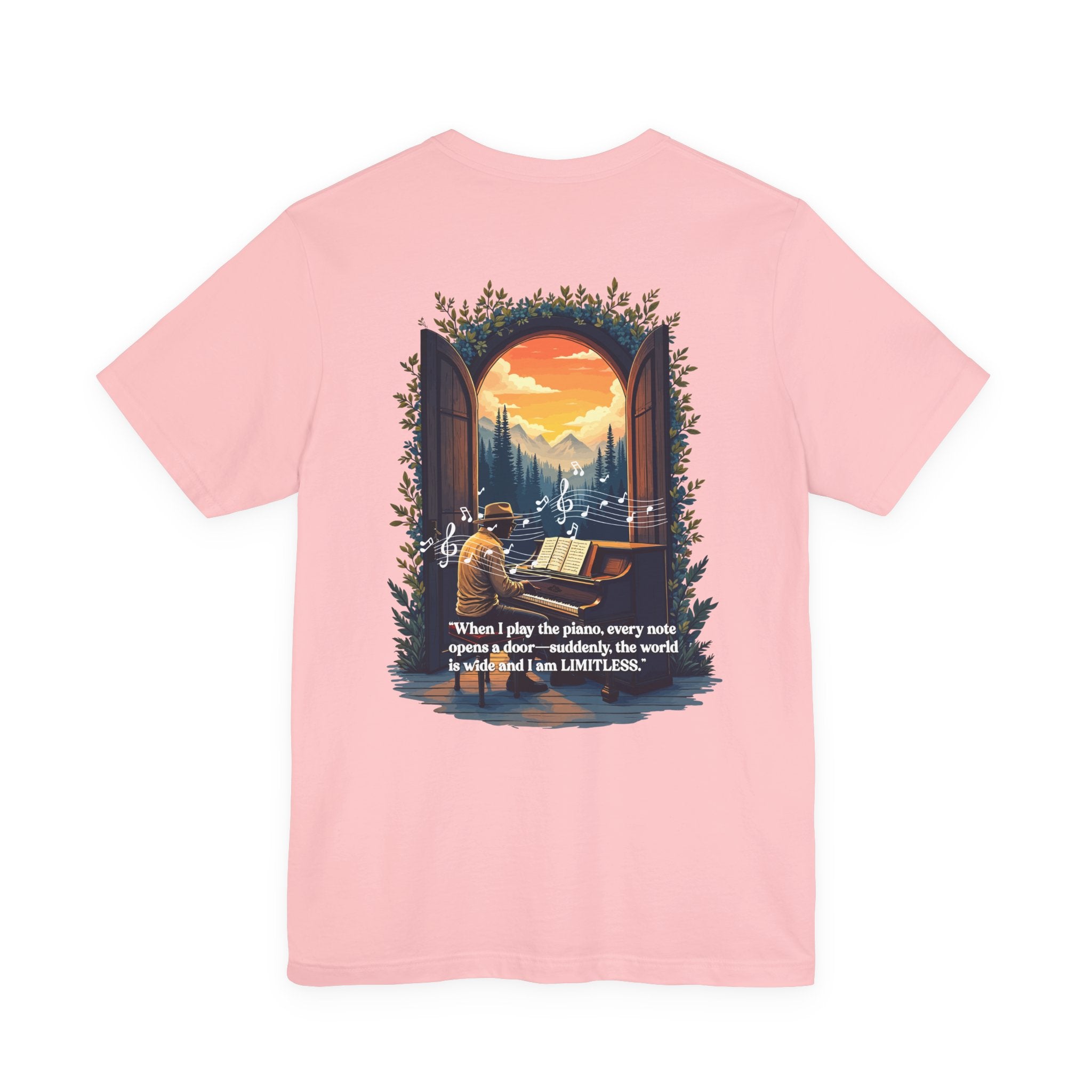 Limitless T-Shirt – Inspirational Piano and Nature Doorway Design