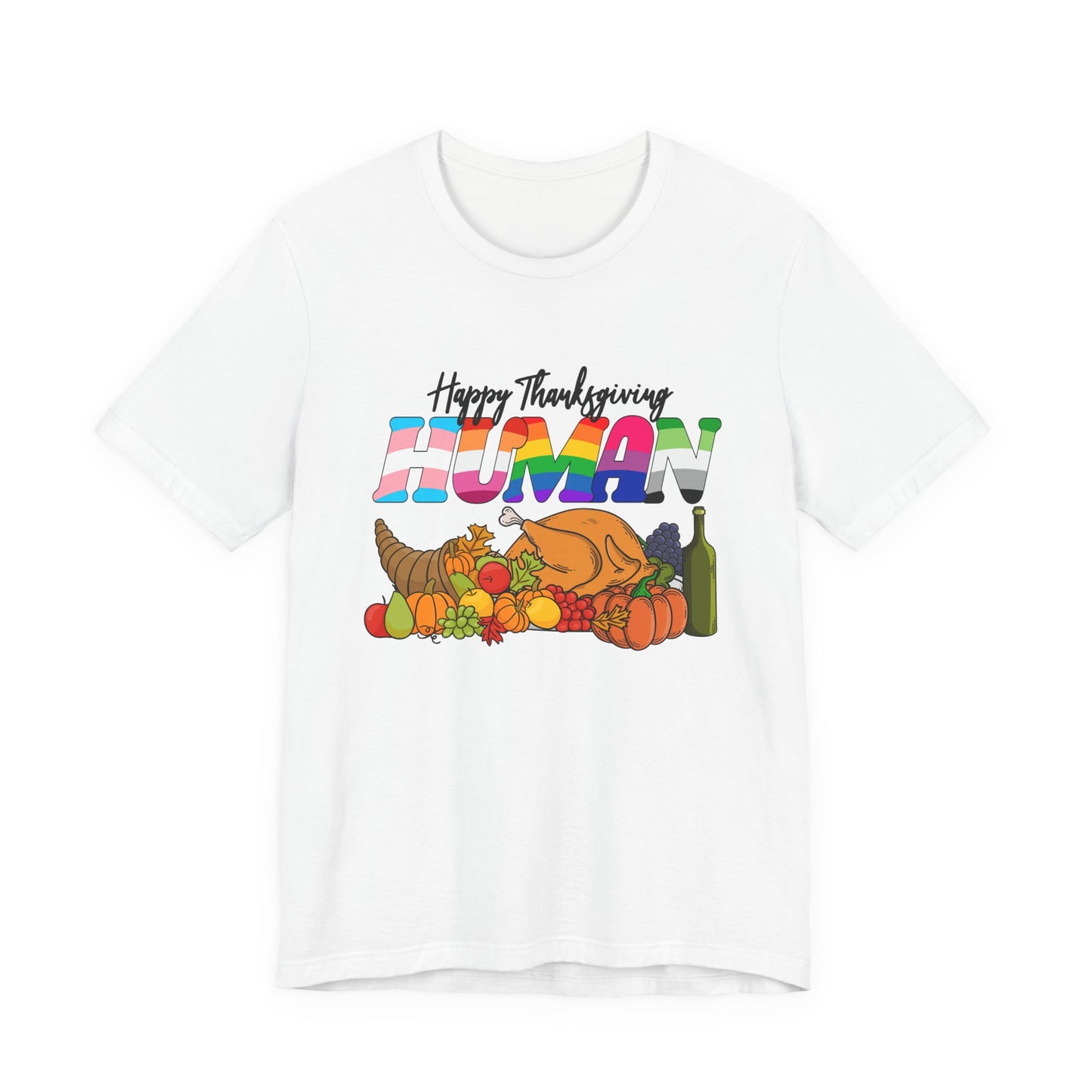 Happy Thanksgiving Human Gradient Text T-Shirt