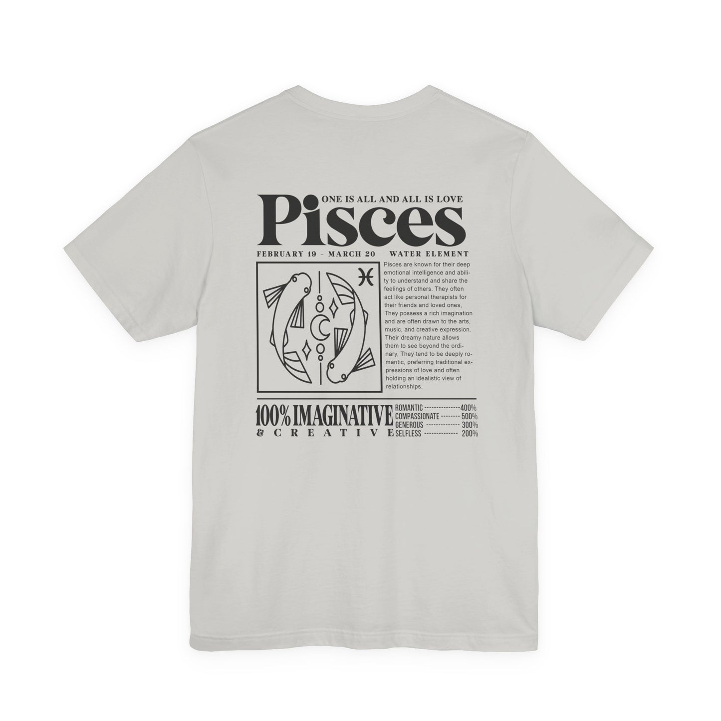 Pisces Zodiac T-Shirt – One Is All and All Is Love Water Element