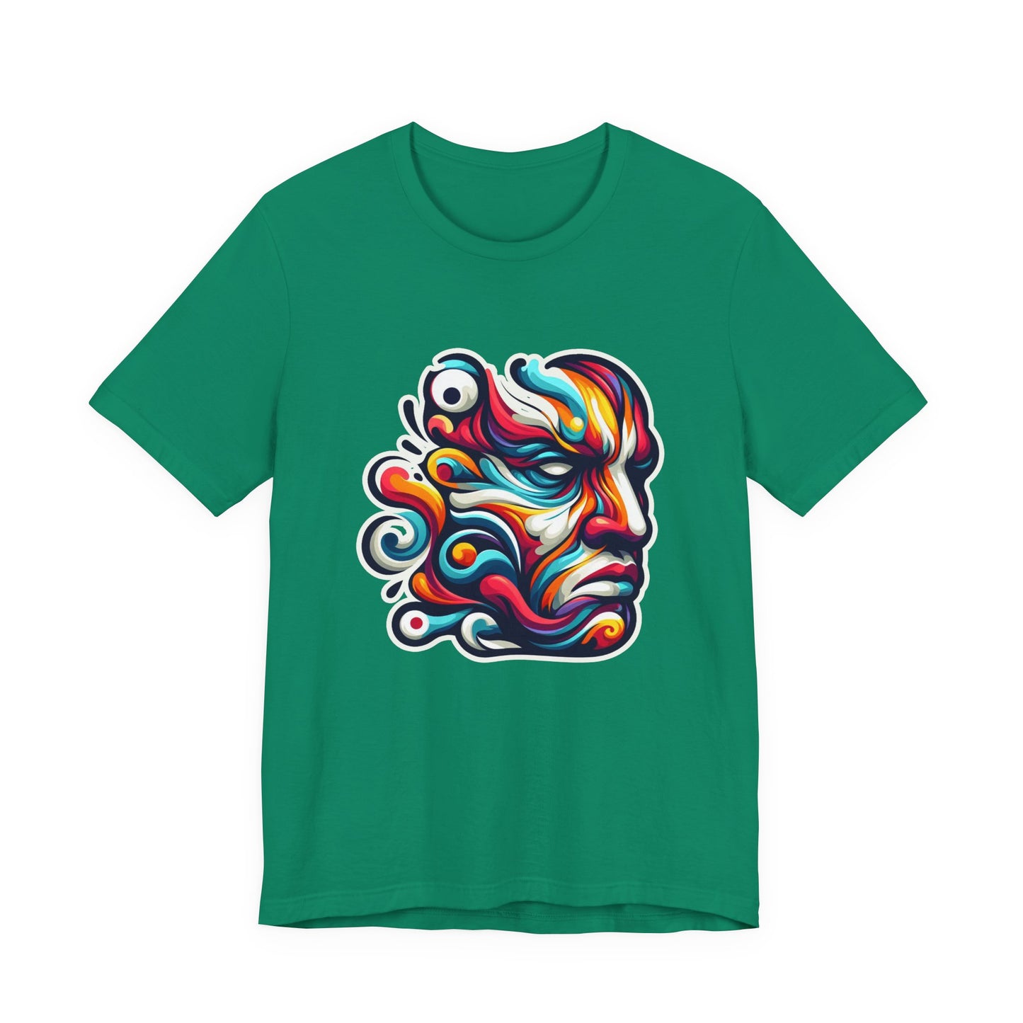 The Art of Expressionism Tshirt – Colorful Curved Strokes Forming a Vibrant Face