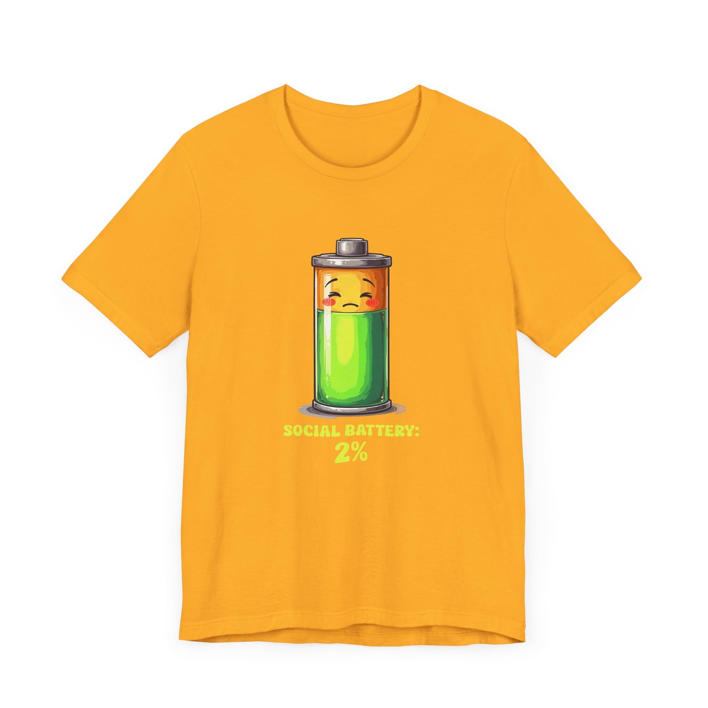 Social Battery 2% – Low Charge Sad Battery Graphic T-Shirt