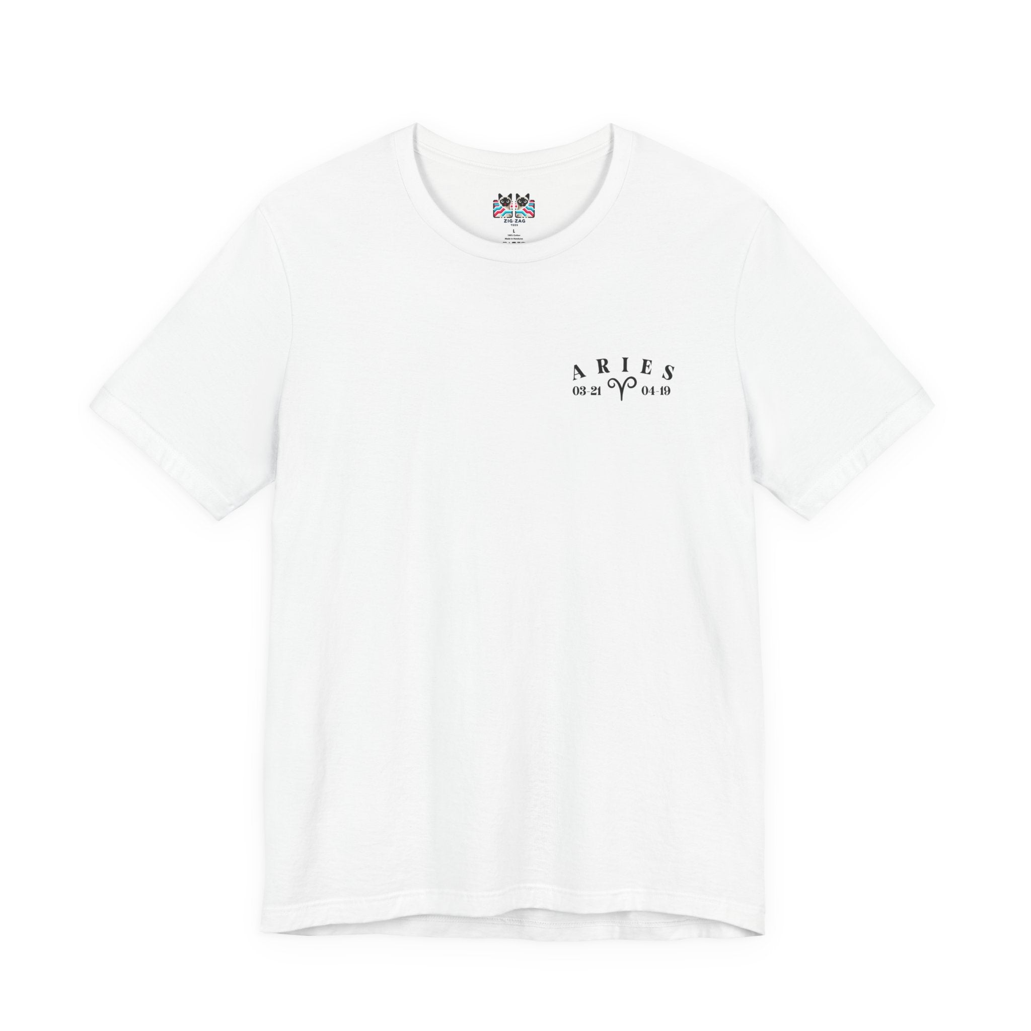 Aries Zodiac T-Shirt – Ram Head with Constellation and Floral Background