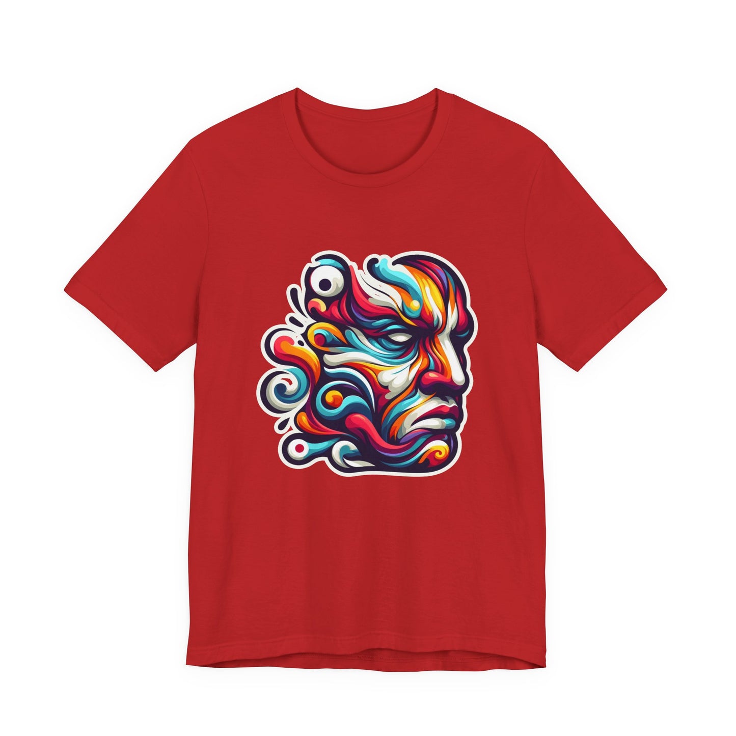 The Art of Expressionism Tshirt – Colorful Curved Strokes Forming a Vibrant Face