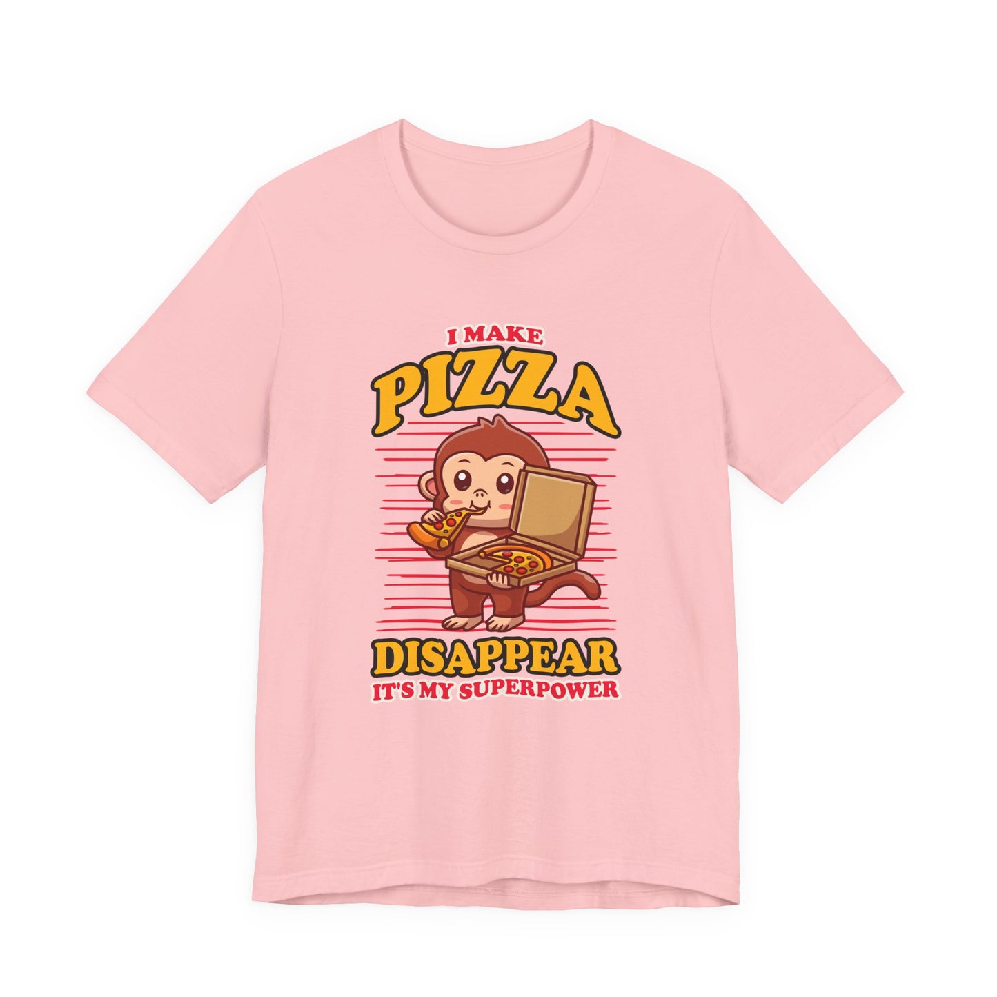 I Make Pizza Disappear T-Shirt – Funny Monkey With Pizza Box and Slice Graphic Tee