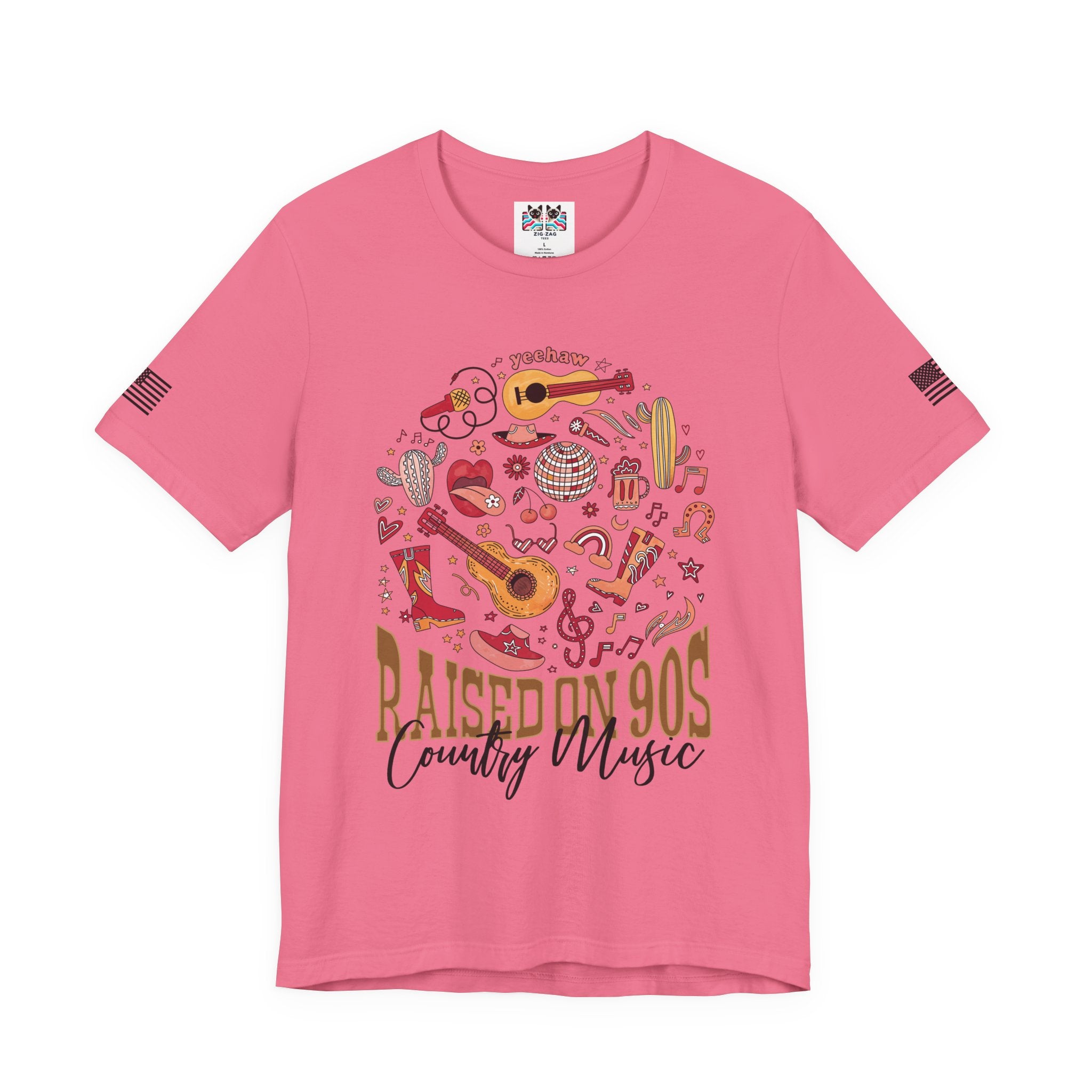 Raised on 90s Country Music T-Shirt – Yeehaw Retro Circle Collage Graphic Tee