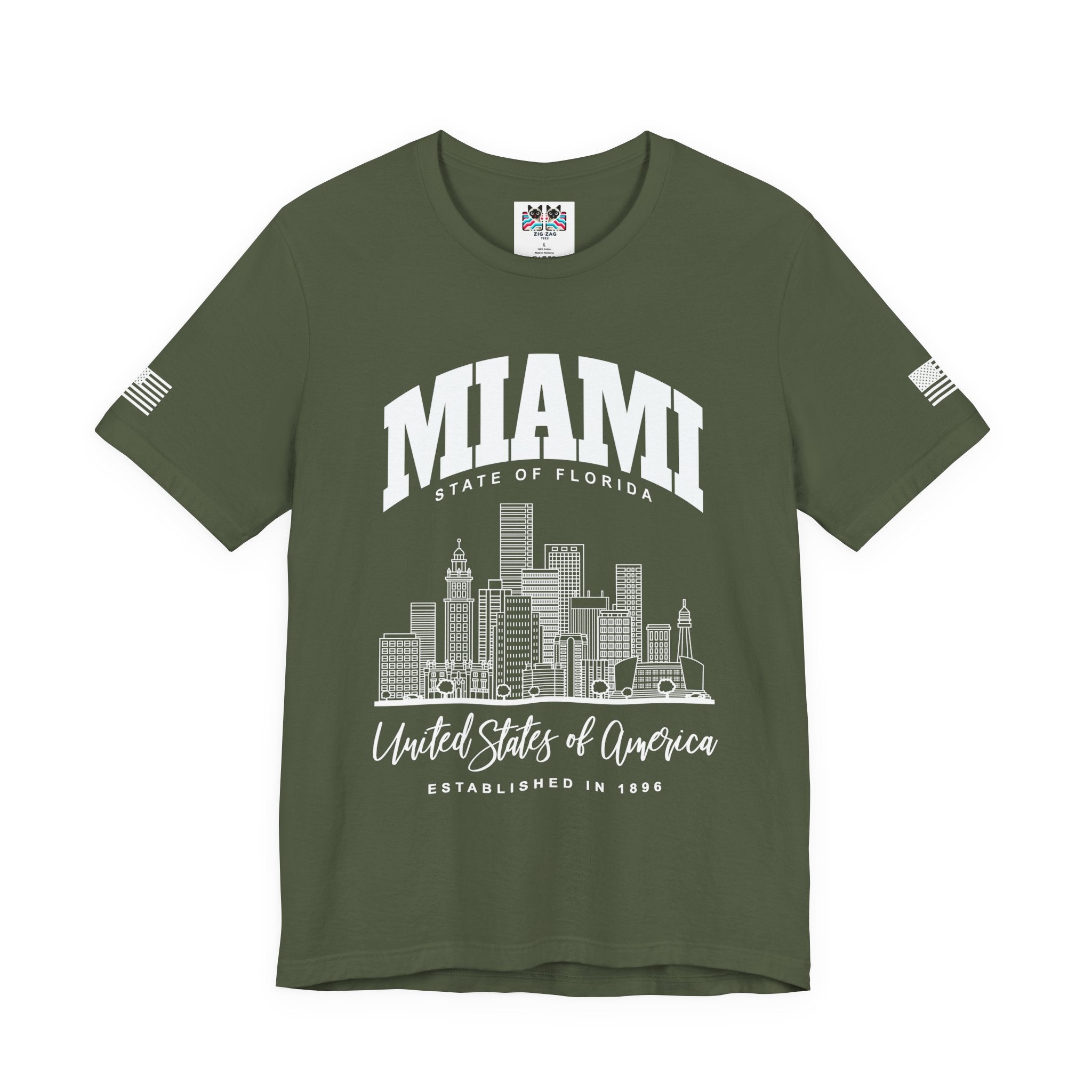 Miami State of Florida USA T-Shirt – Arch Skyline Established 1896 Graphic Tee