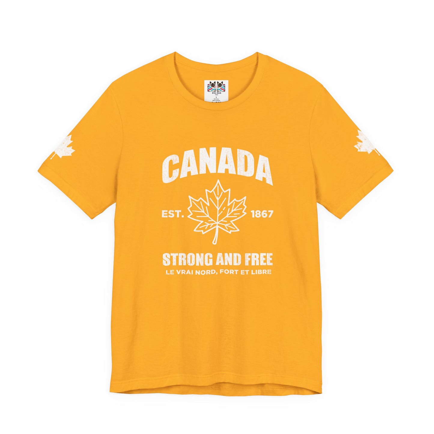 Canada Strong and Free Maple Heritage - White Print T-Shirt