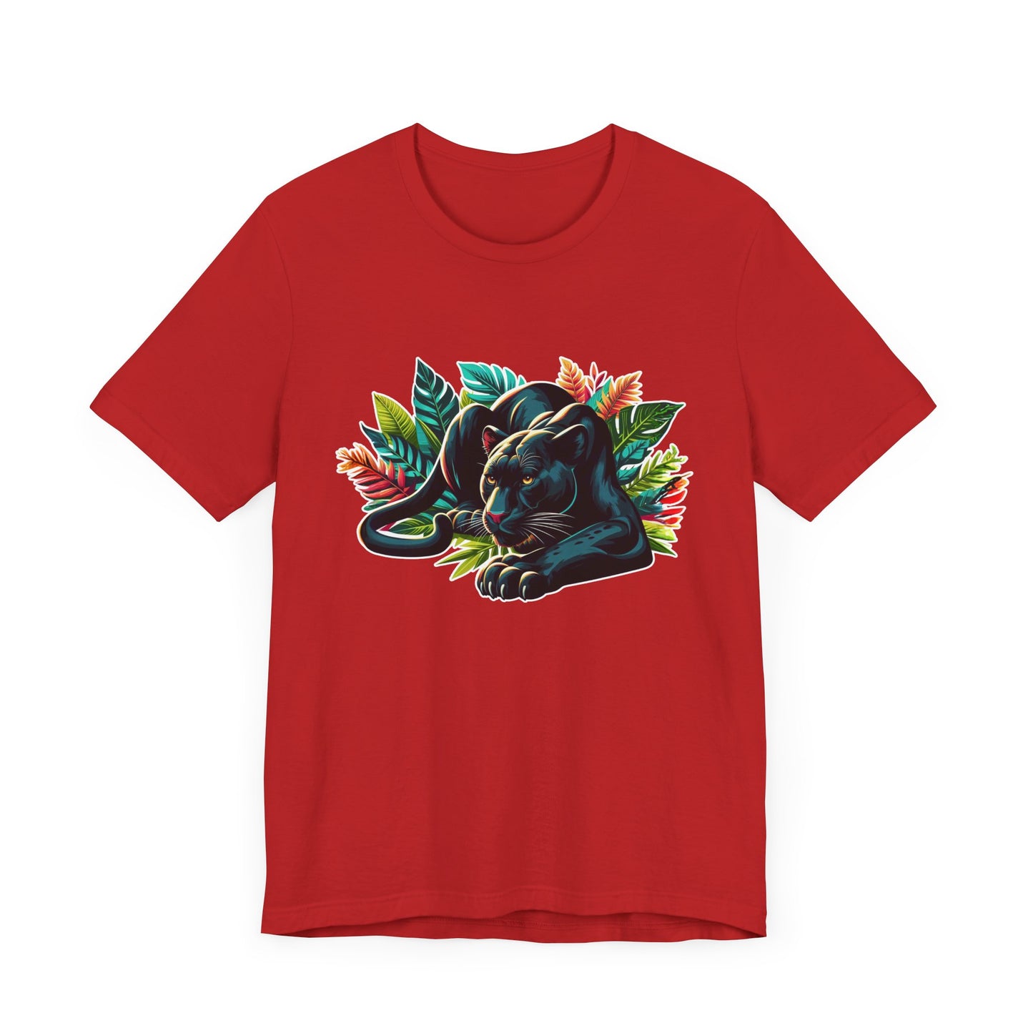 Wild and Beautiful - Black Panther with Claws Out and Jungle Leaves Graphic T-Shirt