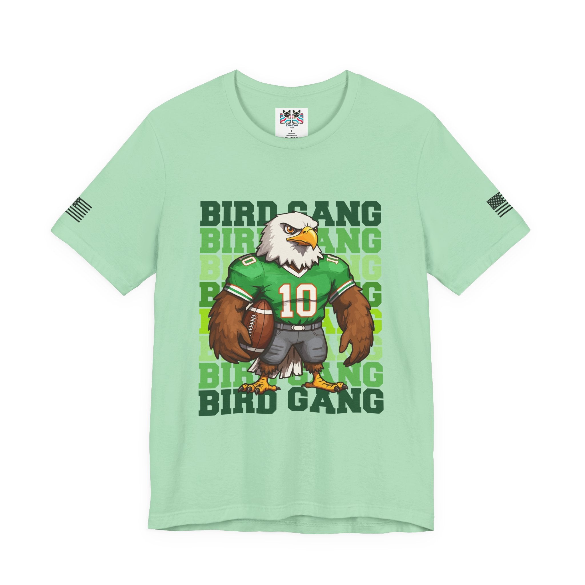 Bird Gang T-Shirt – Stacked Repeat Typography Eagle Football Mascot Graphic Tee Philadelphia Fan