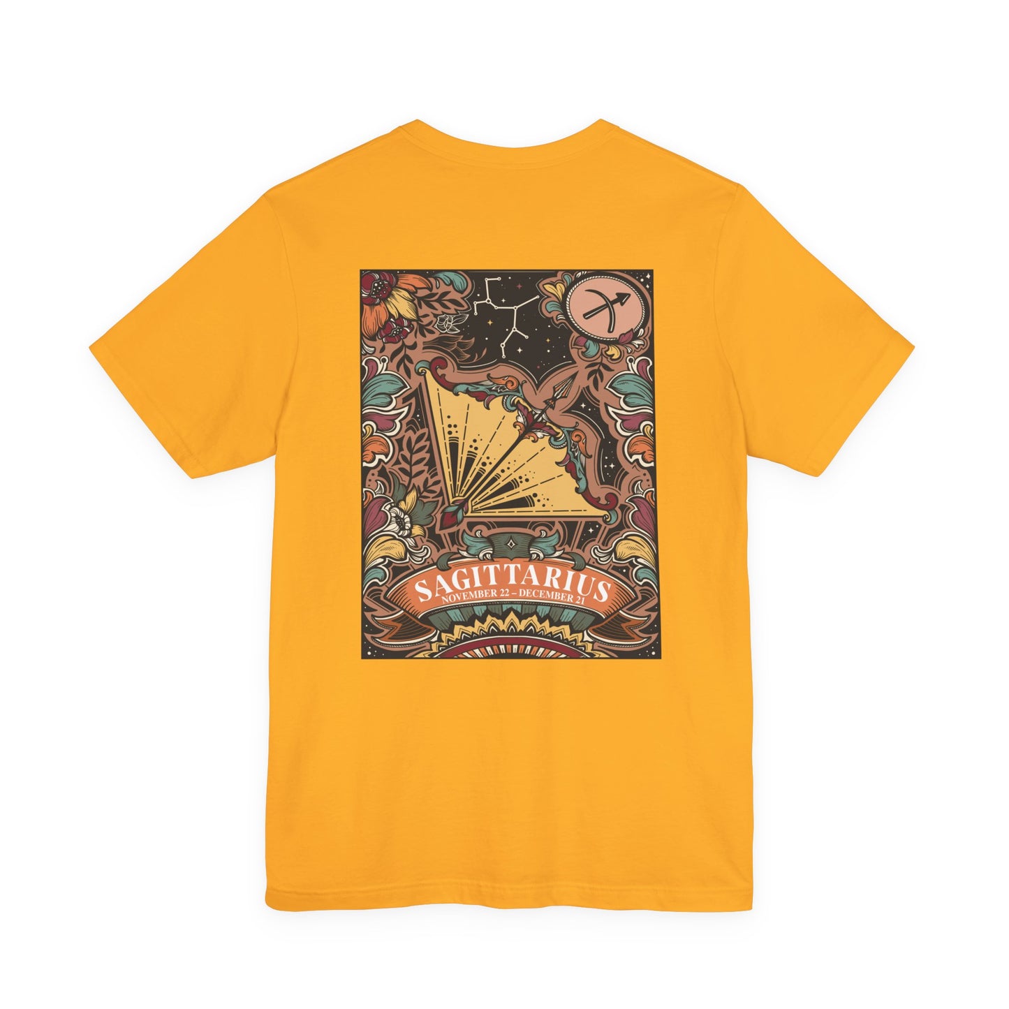 Sagittarius Zodiac T-Shirt – Constellation and Abstract Floral Design