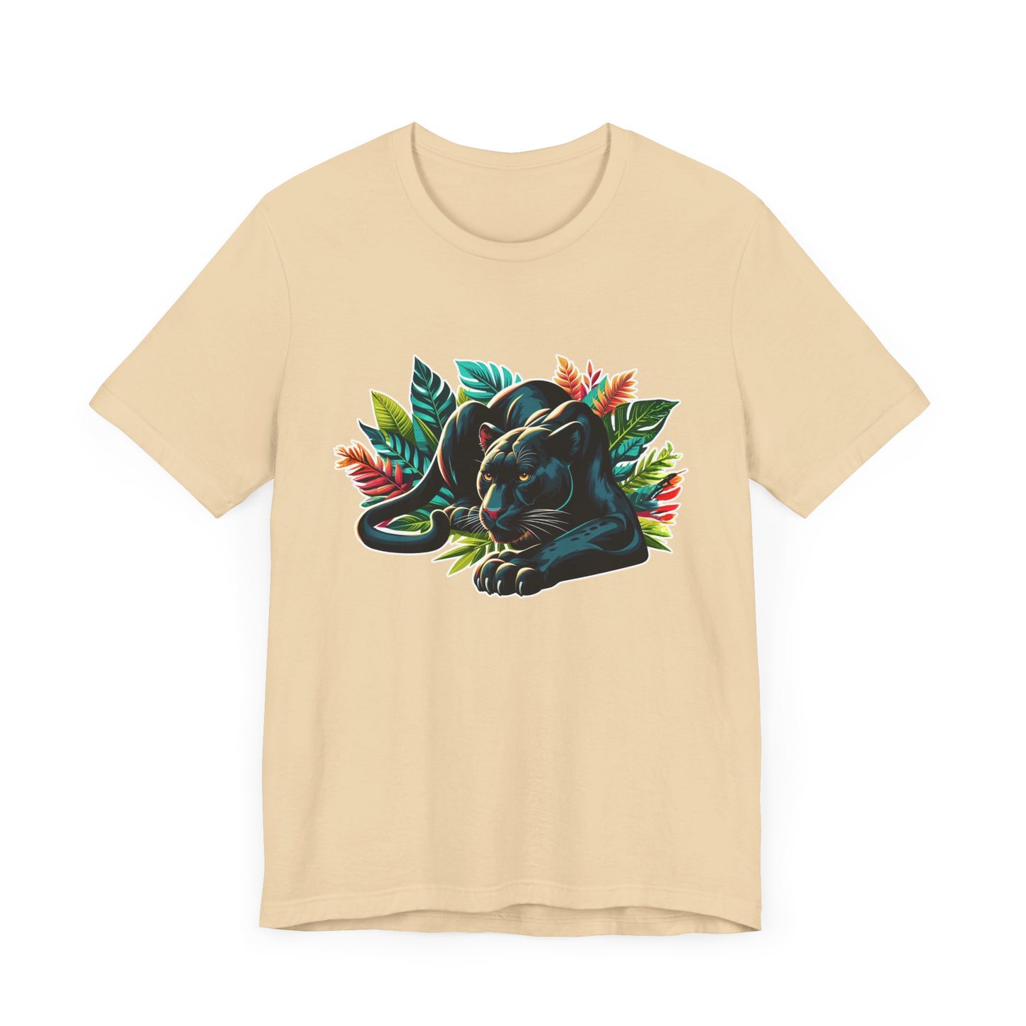 Wild and Beautiful - Black Panther with Claws Out and Jungle Leaves Graphic T-Shirt