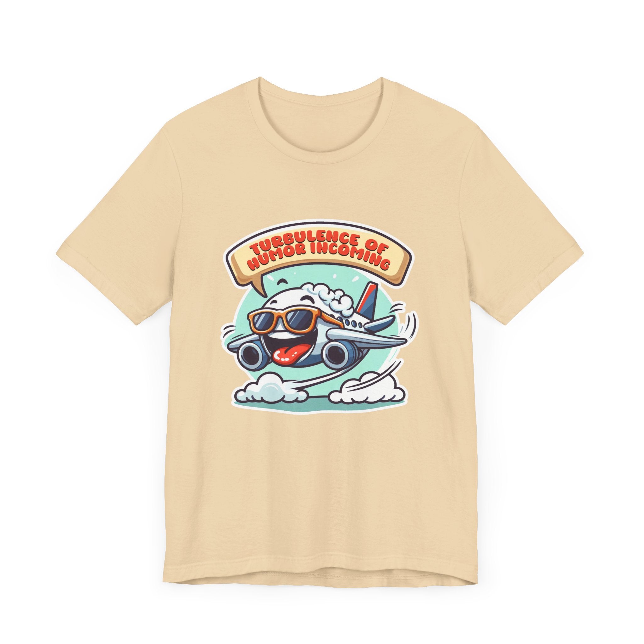 Turbulence of Humor Coming | Flight Landing with Smiling Face & Sunglasses Graphic T-Shirt