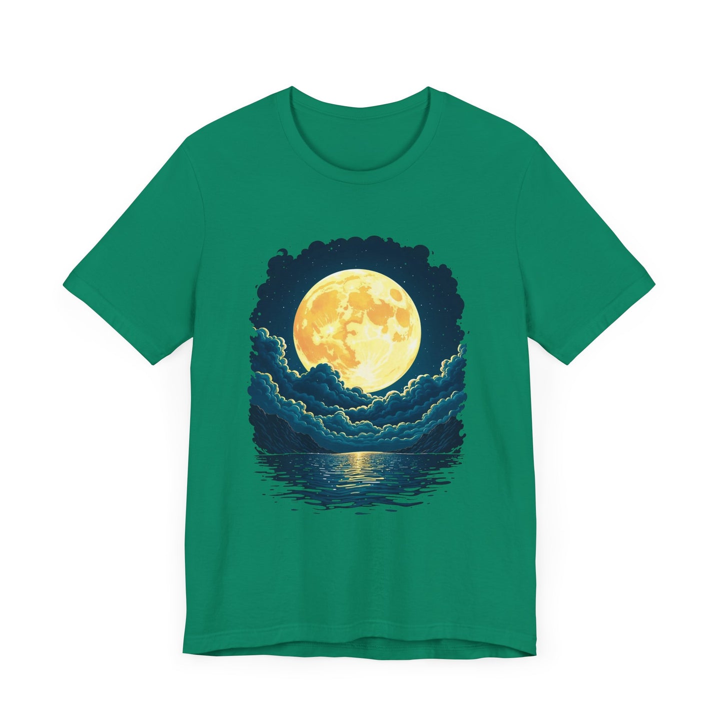 Full Moon Over Water T-Shirt – Night Sky and Clouds Graphic Tee