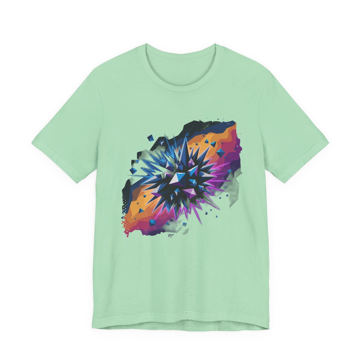 Polygon Burst – Colorful Polygon Explosion Graphic T-Shirt