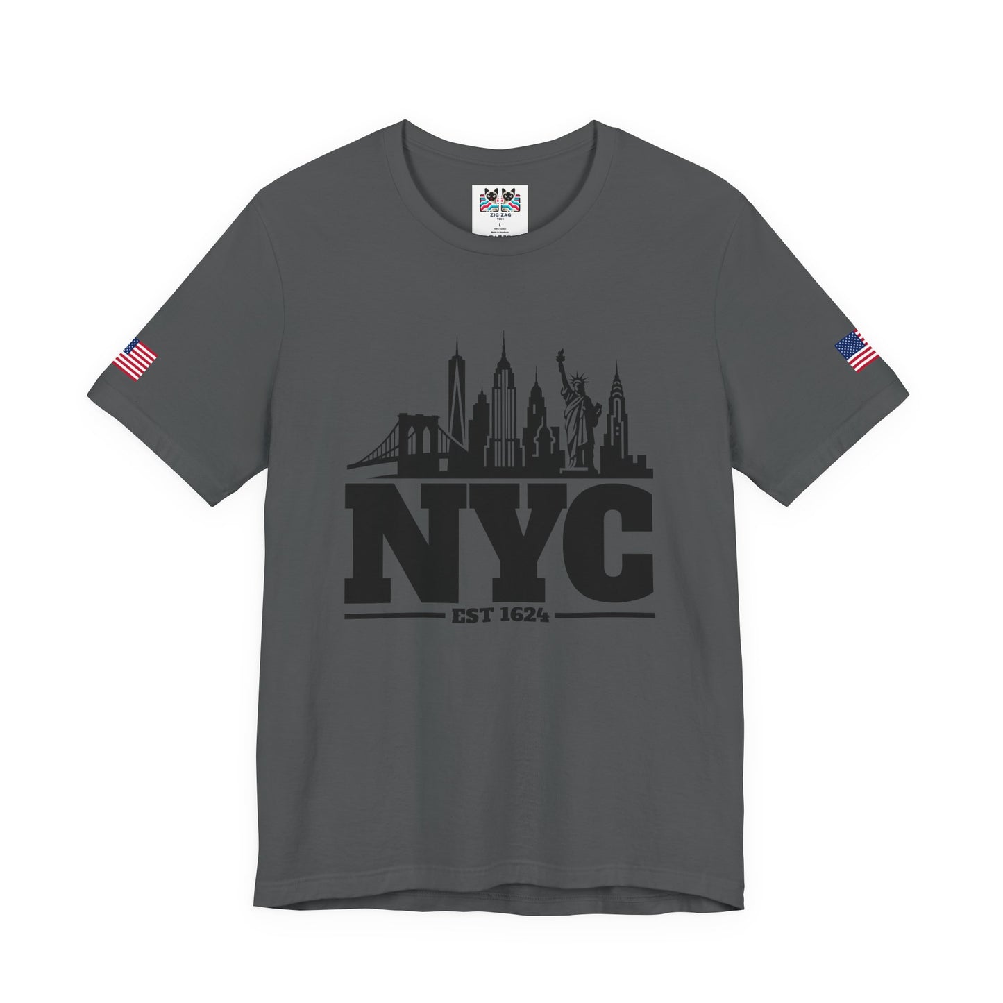 NYC Skyline Silhouette T-Shirt - Black & White New York City Est 1624 Minimalist