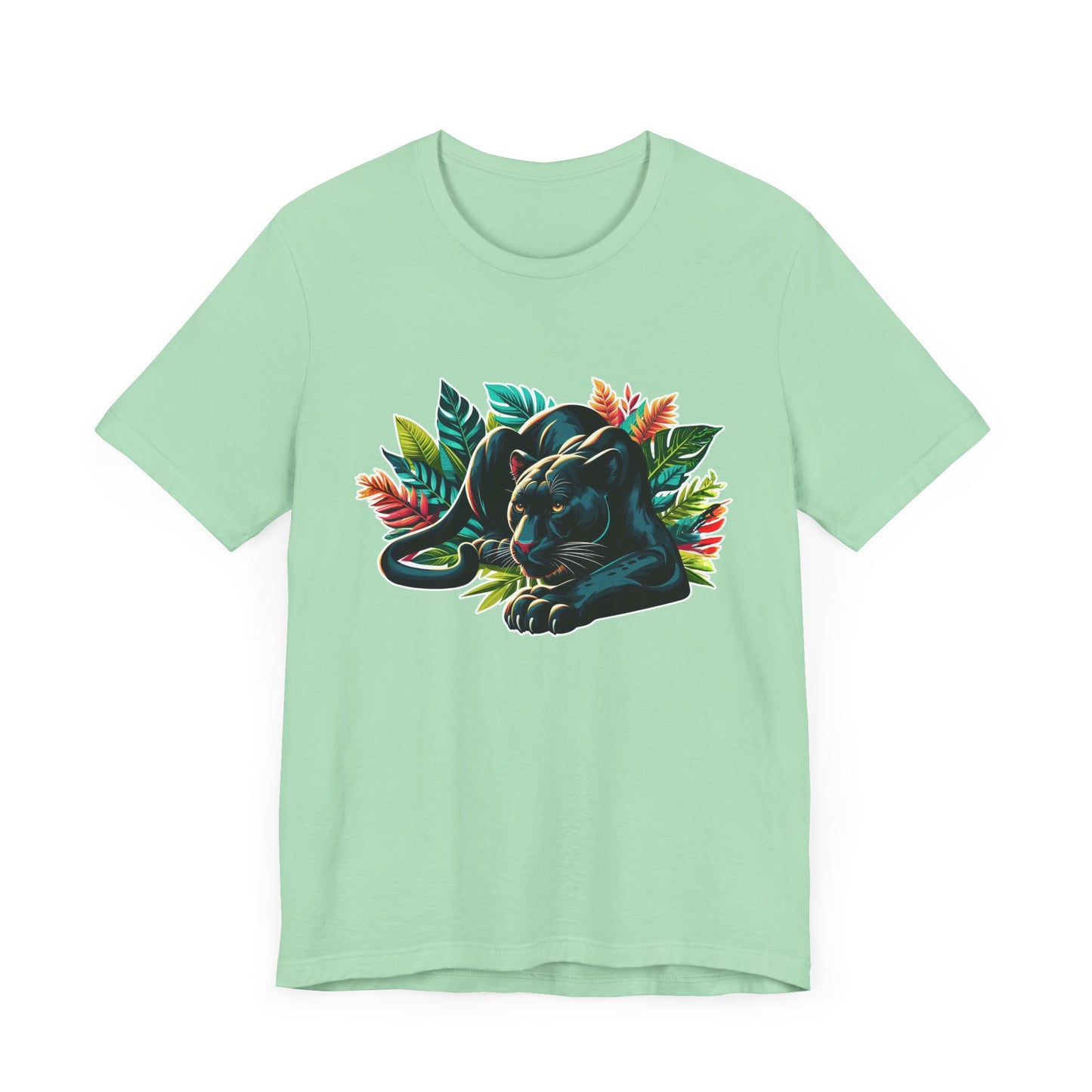 Wild and Beautiful - Black Panther with Claws Out and Jungle Leaves Graphic T-Shirt
