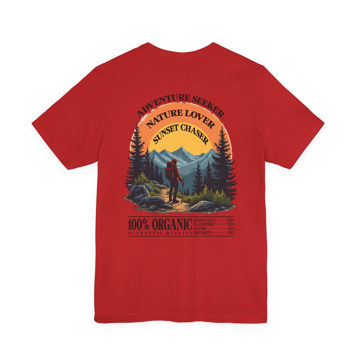 Adventure Seeker Nature Lover T-Shirt – Hiker on Mountain Edge Graphic