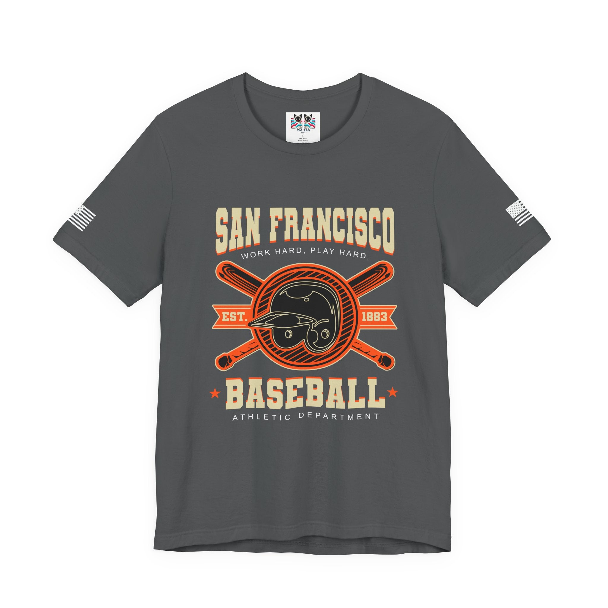 San Francisco Baseball T-Shirt, Work Hard Play Hard Athletic Department EST 1883 Tee, SF Baseball Fan Shirt, Vintage Sports Gift, Unisex