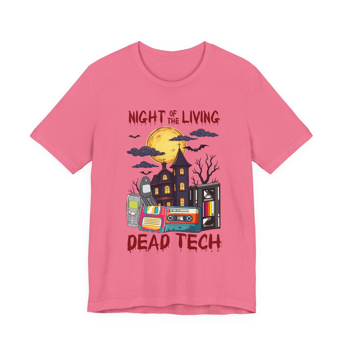 Night of the Living, Dead Tech Tshirt – Haunted Building & Retro Gadgets